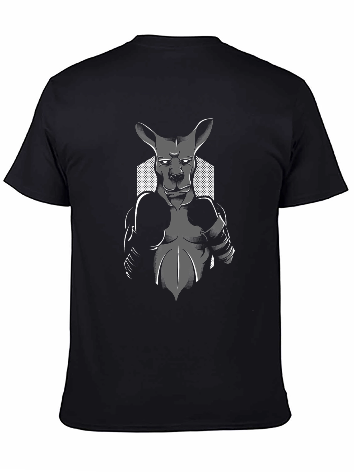 Kangaroo Boxer Graphic Tee - Black Cotton T-Shirt