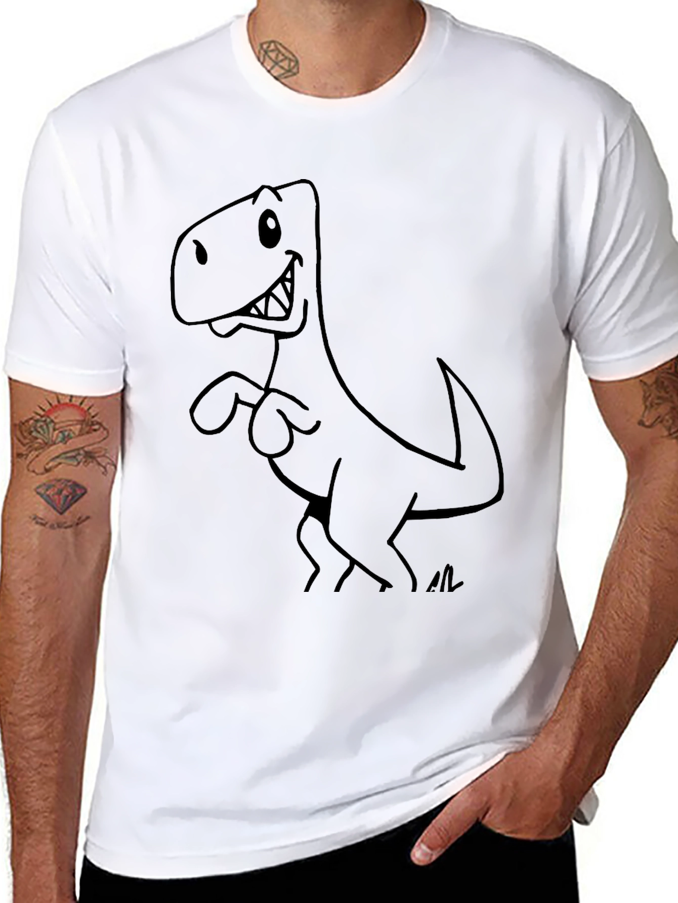 Cartoon Dinosaur Graphic T-Shirt
