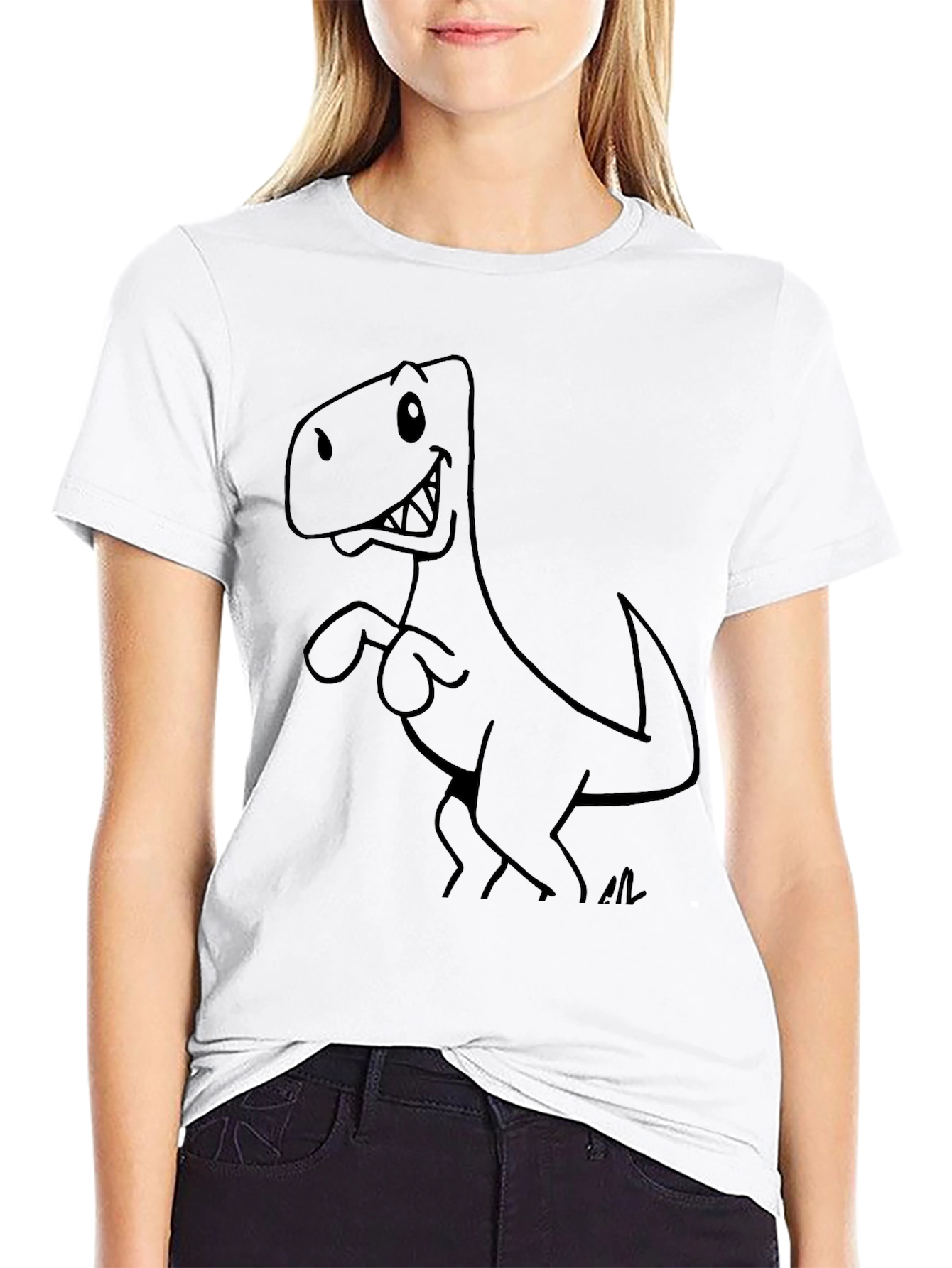 Cartoon Dinosaur Graphic T-Shirt