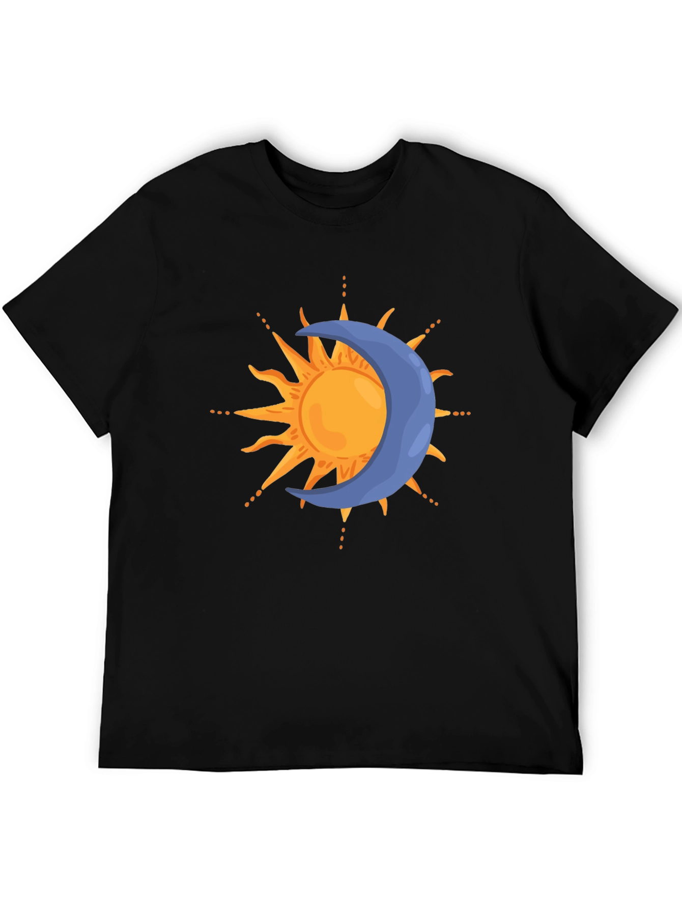 Celestial Sun & Moon Graphic Tee - Black