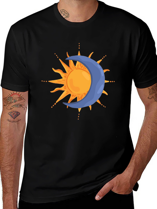 Celestial Sun & Moon Graphic Tee - Black