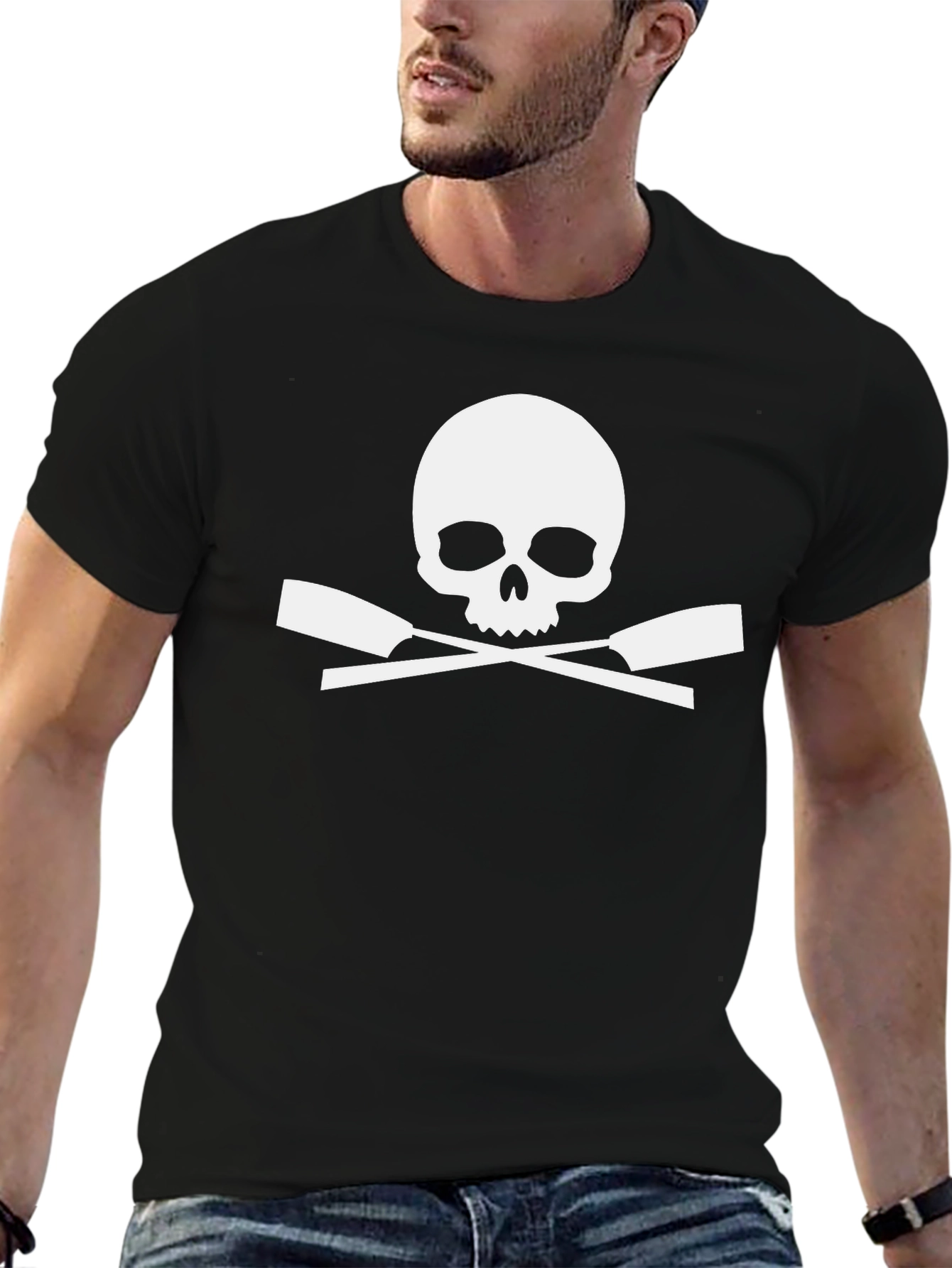 Skull & Crossed Oars Black T-Shirt