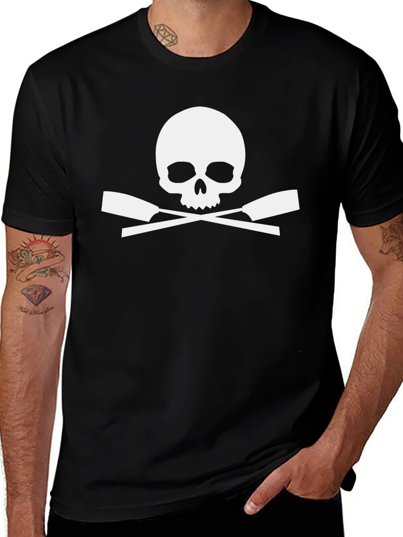 Skull & Crossed Oars Black T-Shirt