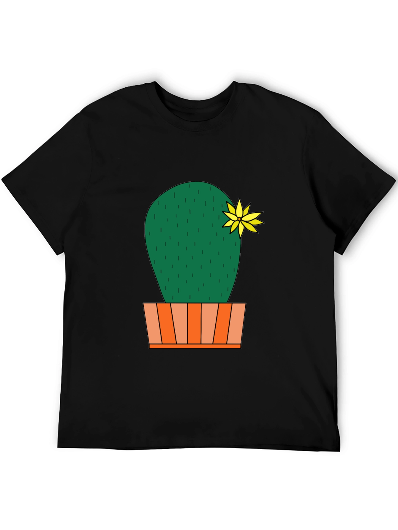 Cactus Flower Graphic Print Mens Black T-Shirt