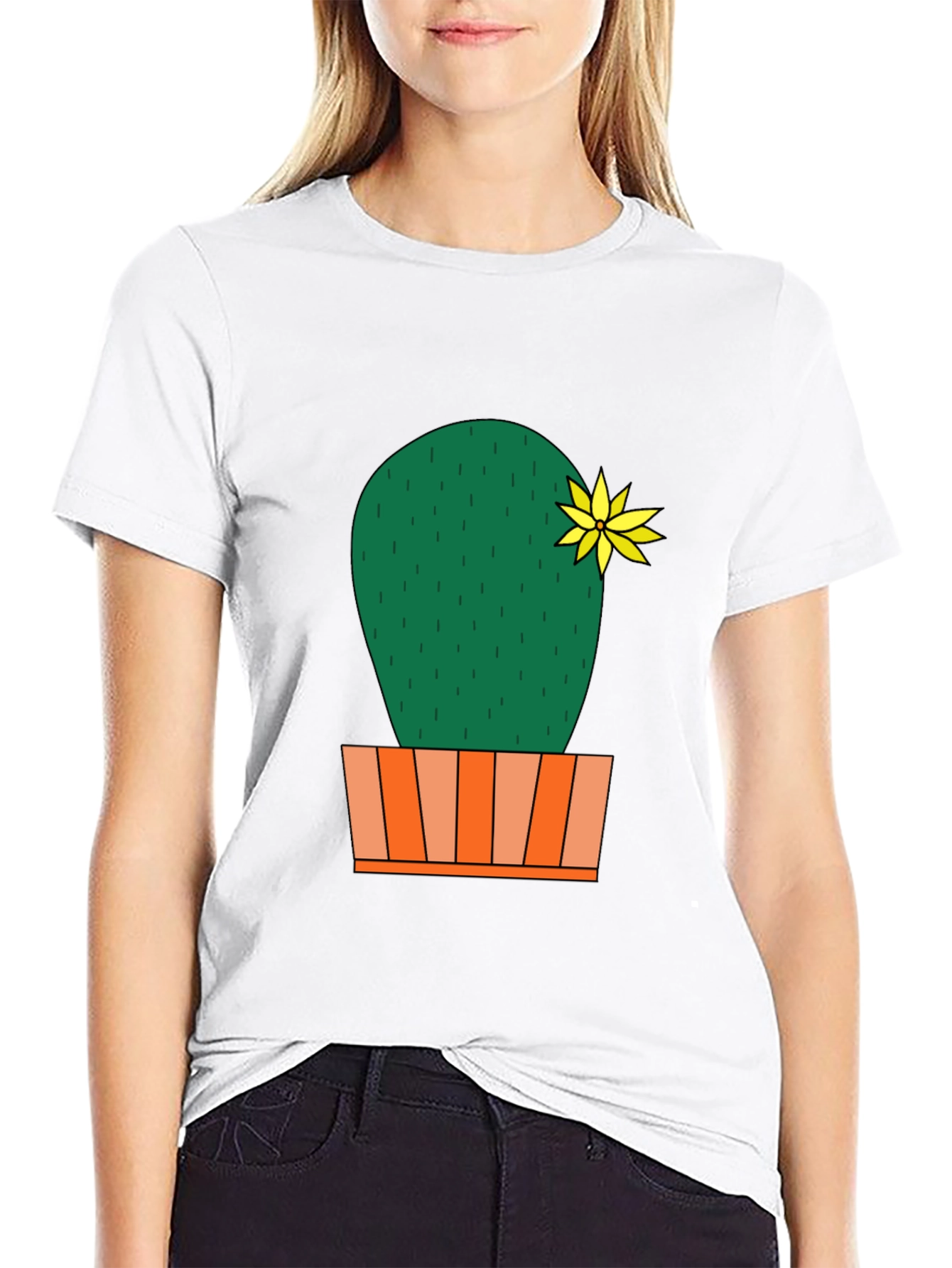 Cactus Flower Graphic Print Mens Black T-Shirt