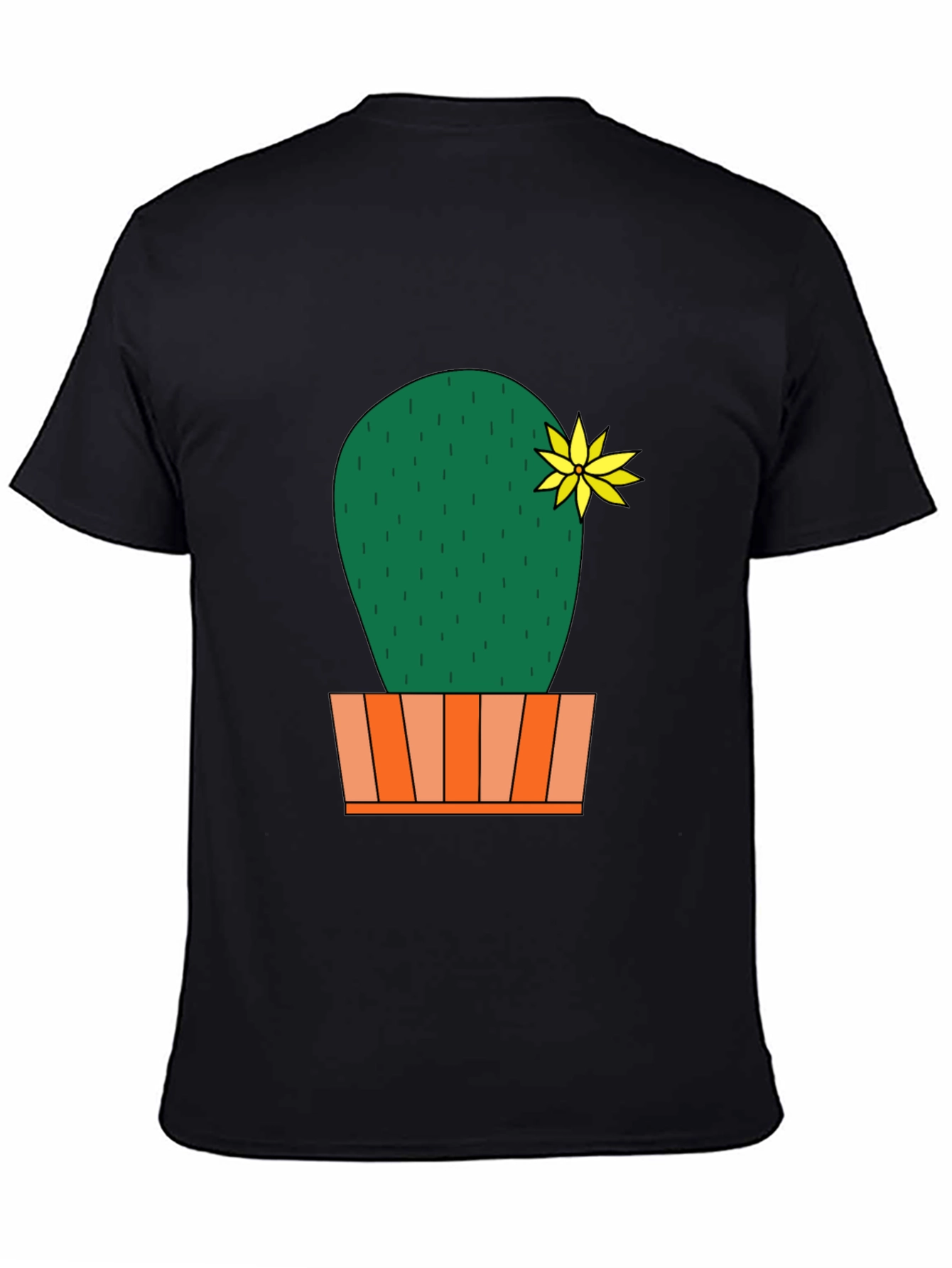 Cactus Flower Graphic Print Mens Black T-Shirt
