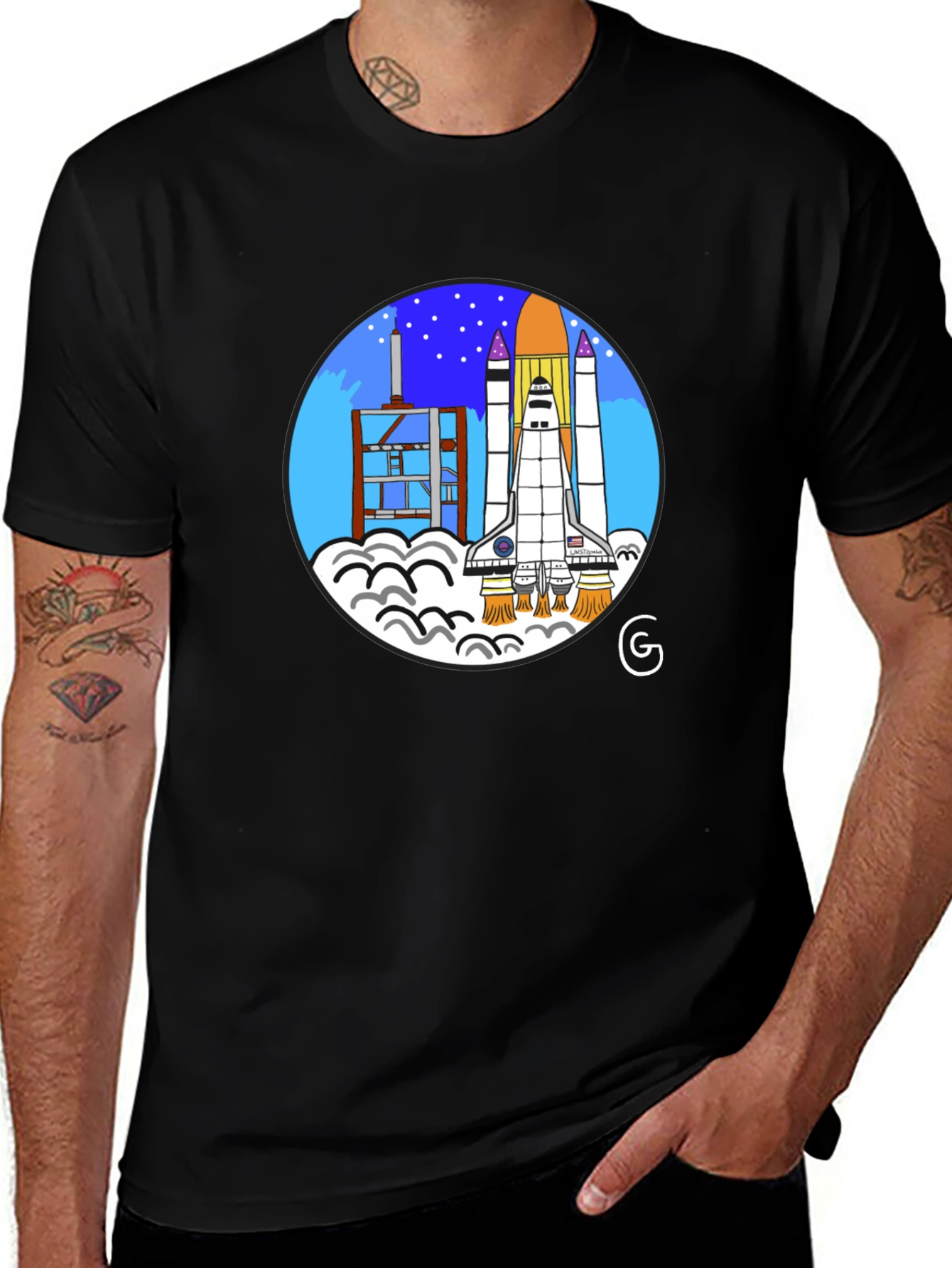 Space Shuttle Launch Graphic T-Shirt
