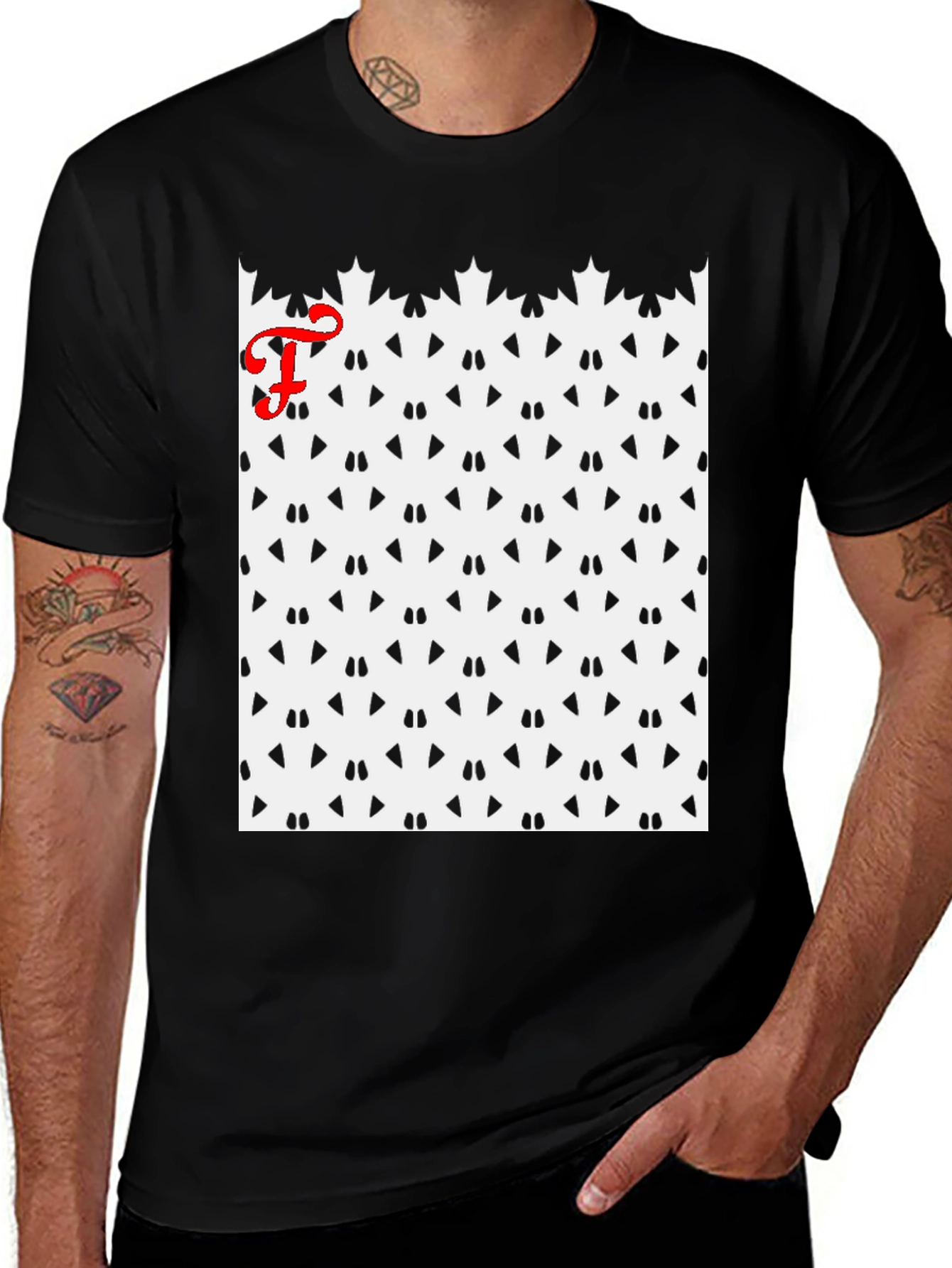 Patterned Tee with Initial