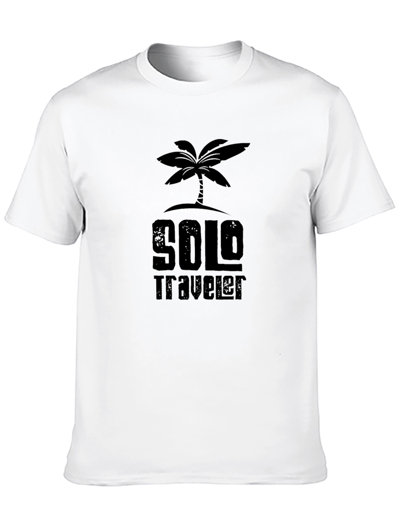 Solo Traveler Palm Tree Graphic Black T-Shirt