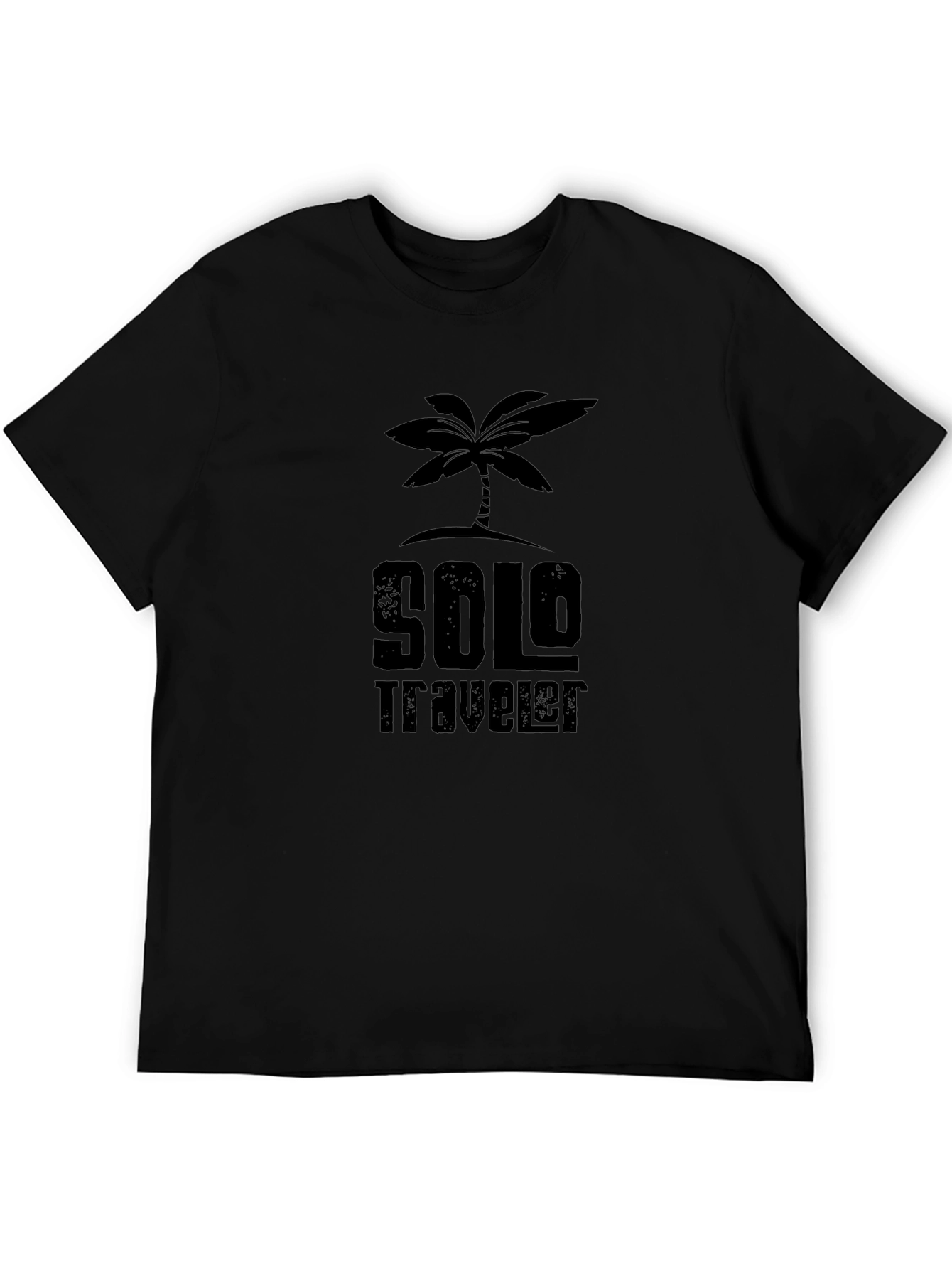 Solo Traveler Palm Tree Graphic Black T-Shirt