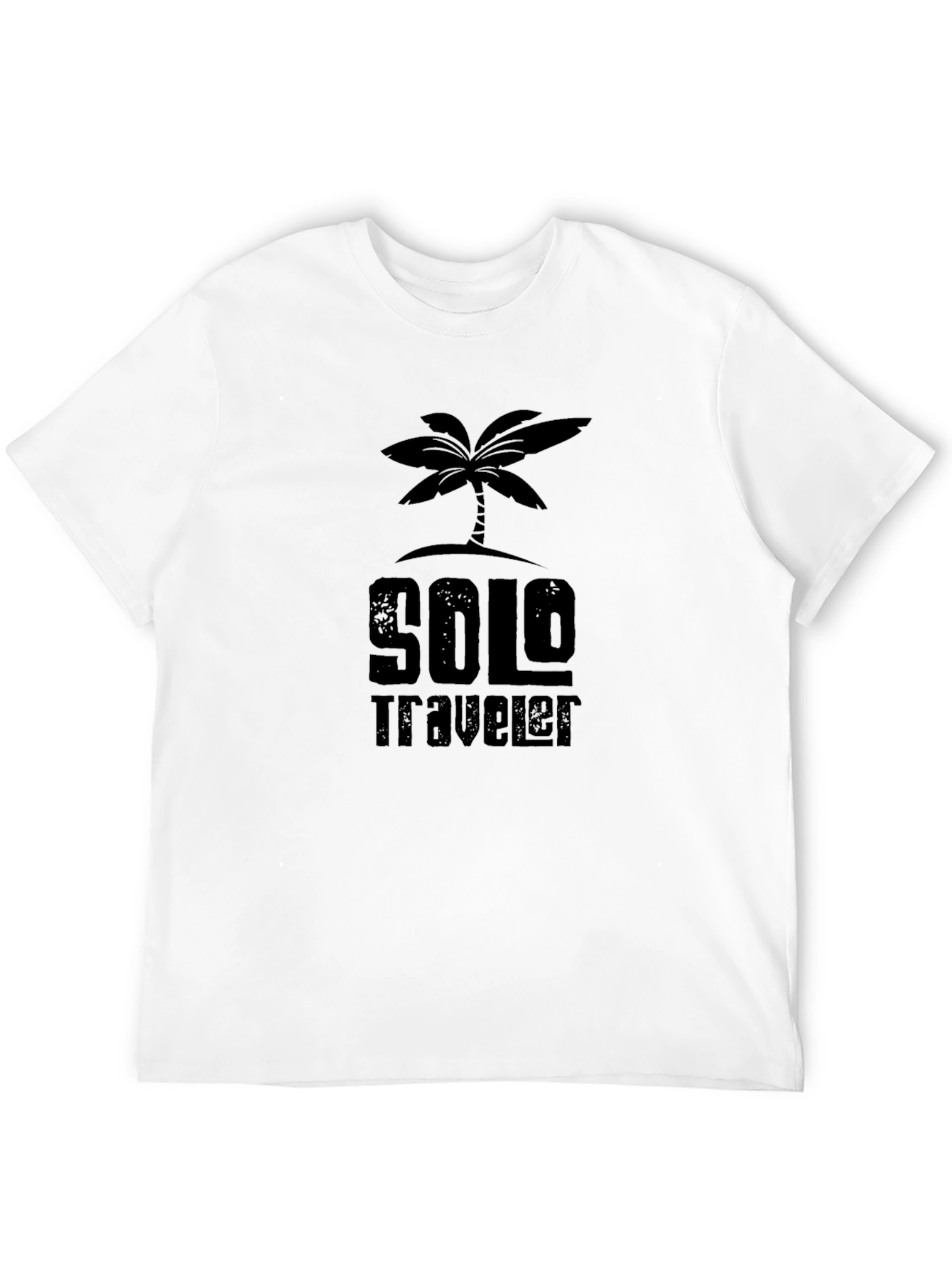Solo Traveler Palm Tree Graphic Black T-Shirt