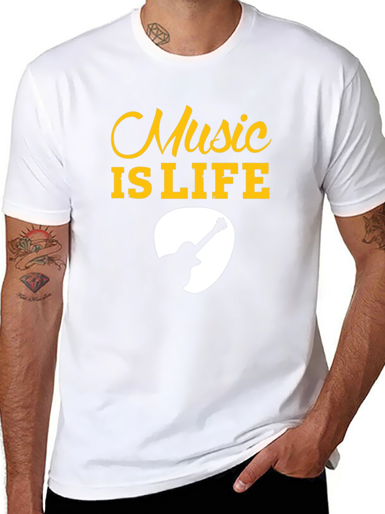 Music is Life Guitar Pick Graphic Tee