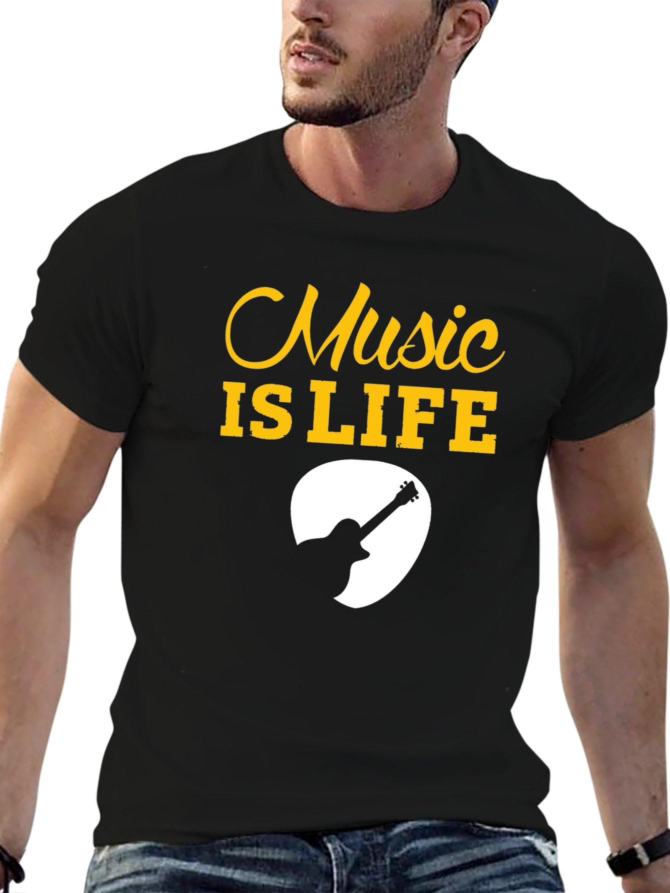 Music is Life Guitar Pick Graphic Tee
