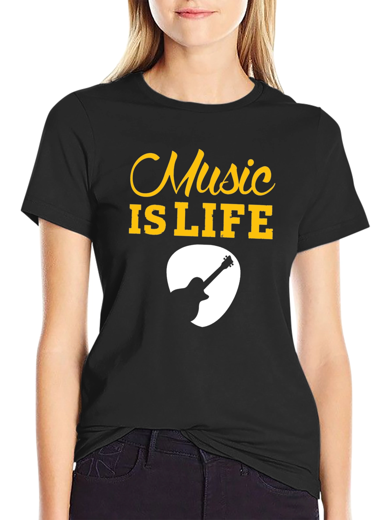 Music is Life Guitar Pick Graphic Tee