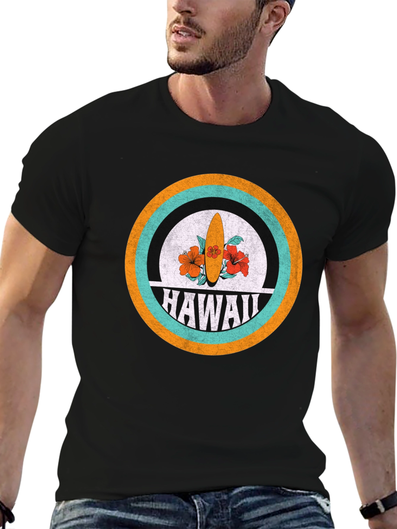 Hawaii Surfboard Graphic Tee - Retro Style