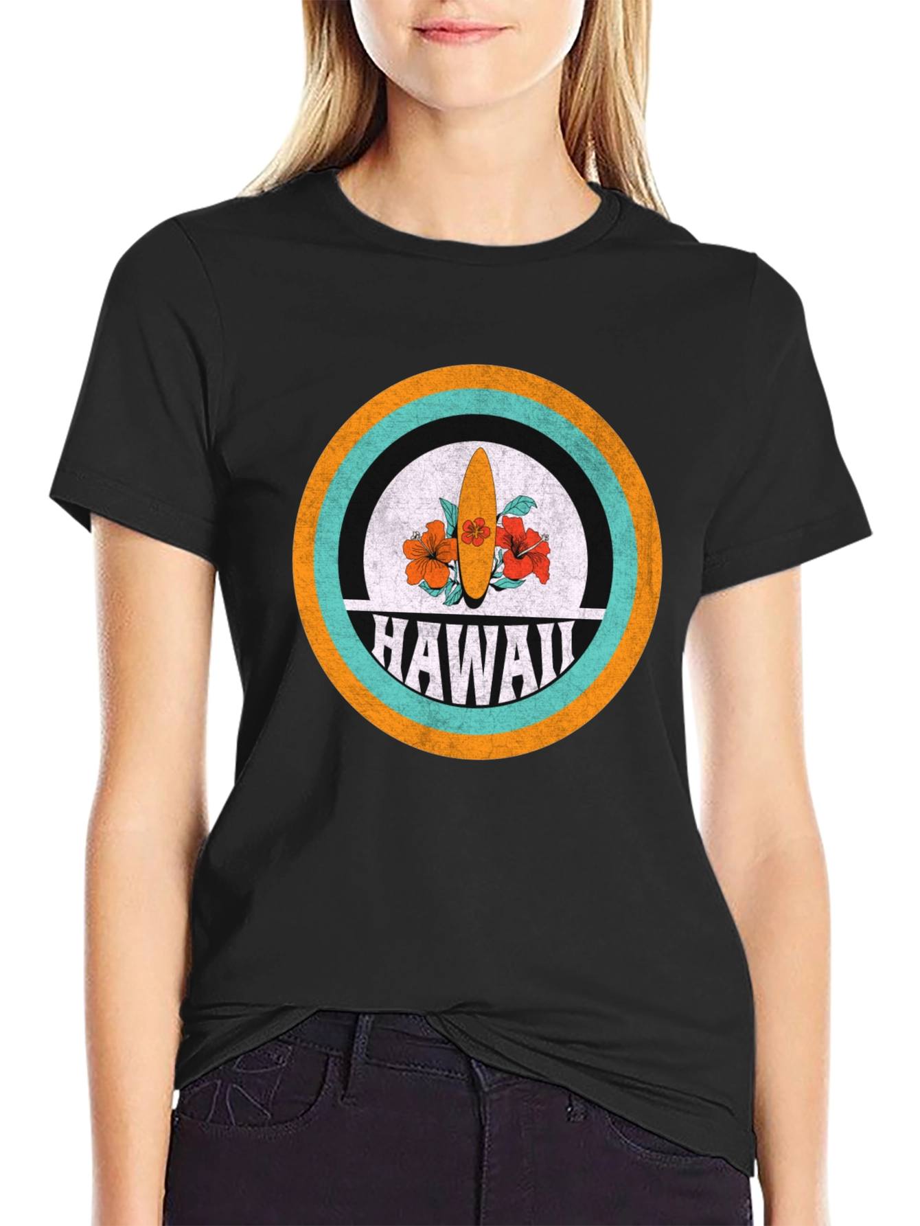 Hawaii Surfboard Graphic Tee - Retro Style