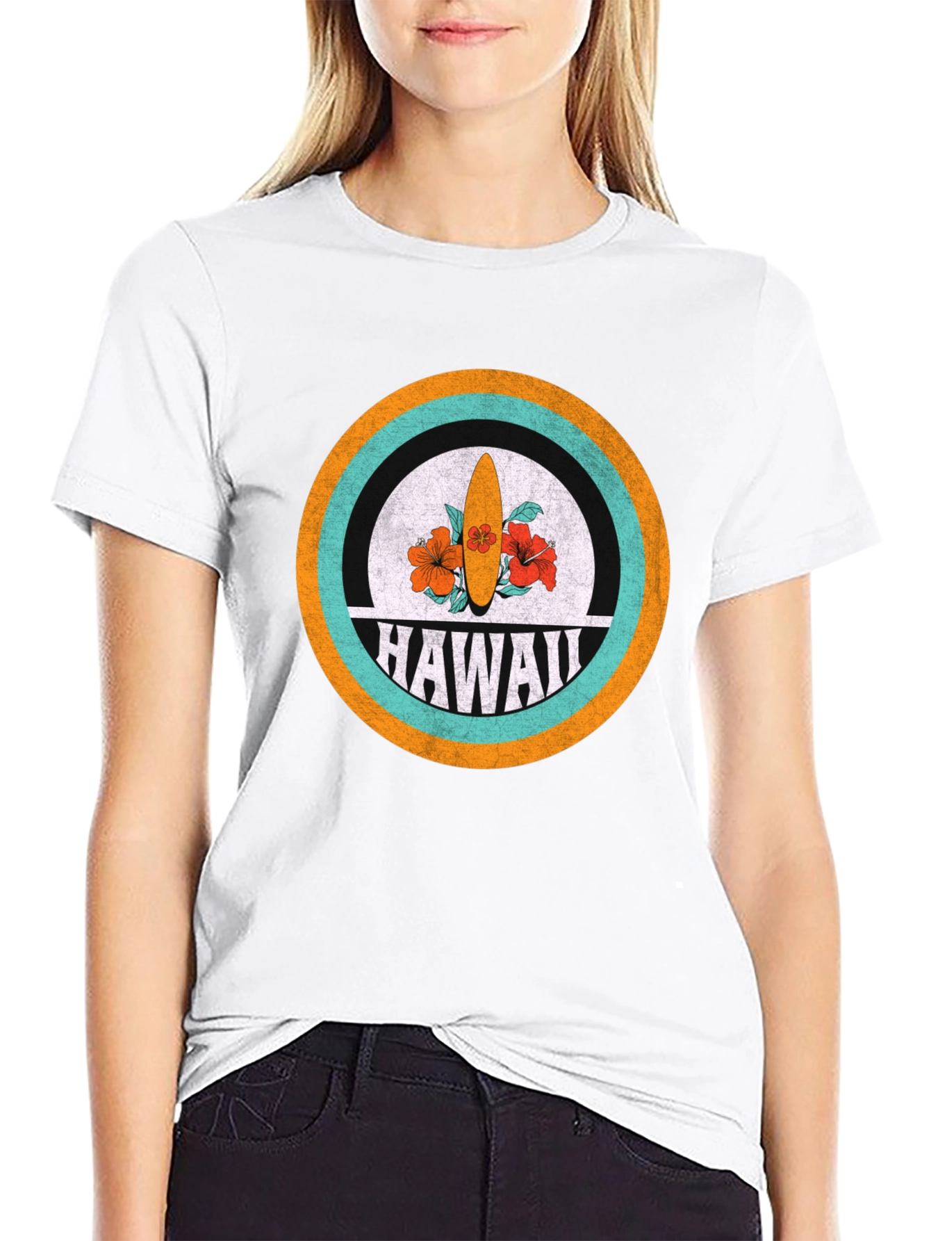 Hawaii Surfboard Graphic Tee - Retro Style