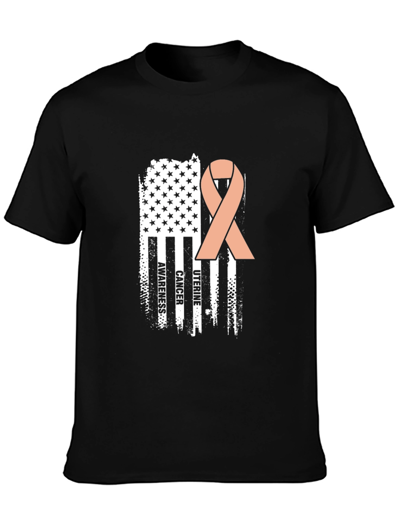 Uterine Cancer Awareness Ribbon Flag Graphic Tee