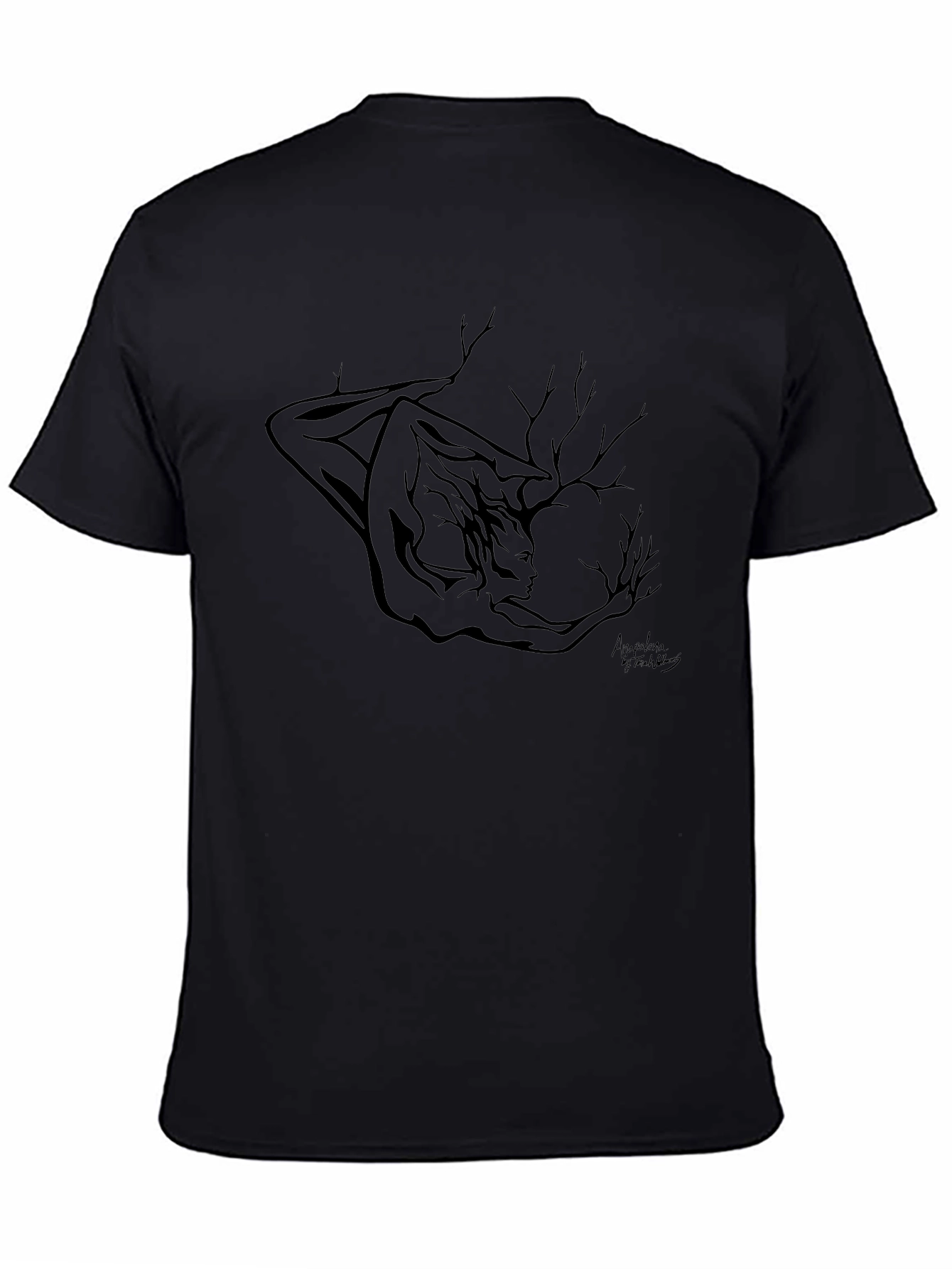 Nature Spirit Graphic Tee - Black Cotton T-Shirt
