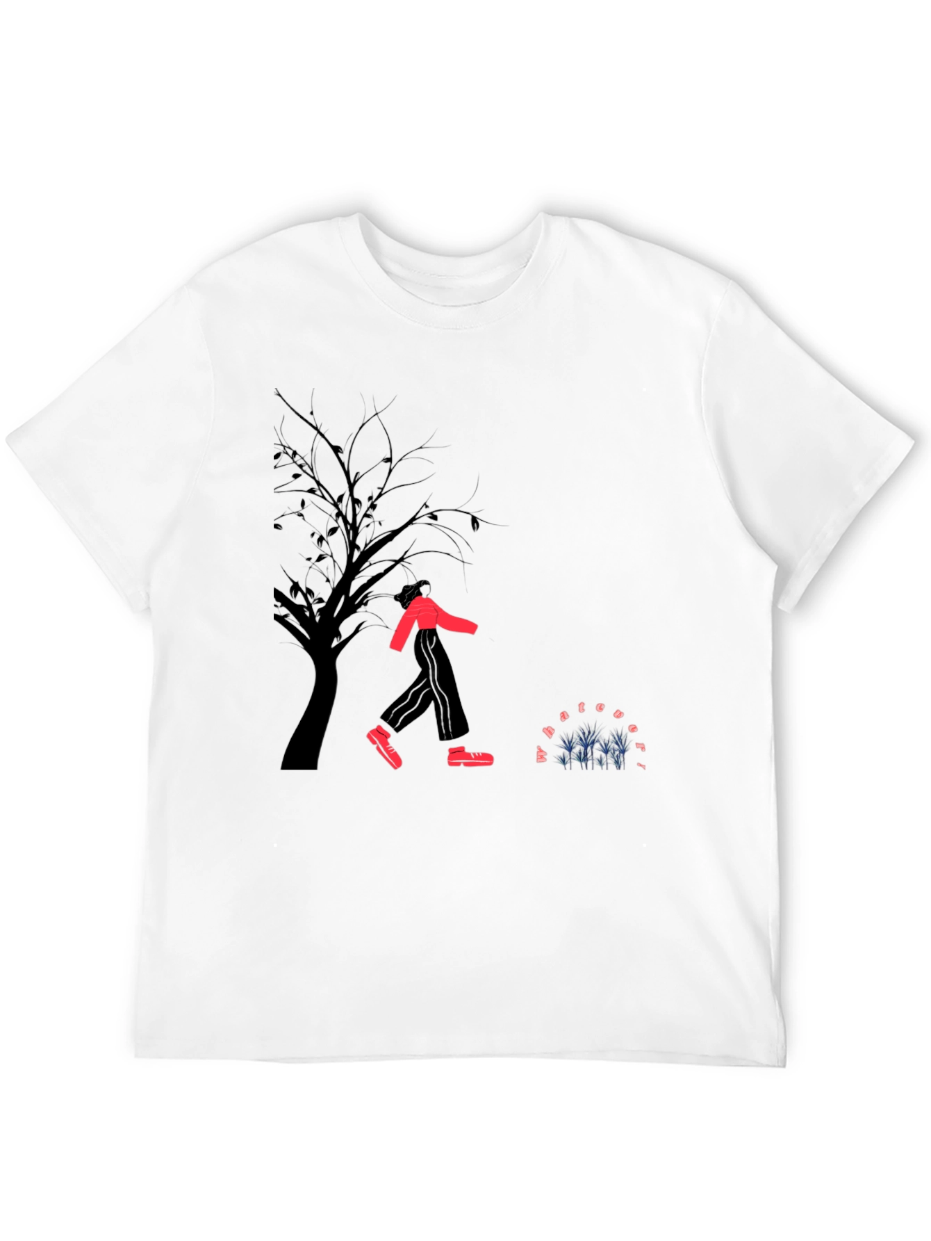 Urban Graphic Tee: Red Suit Silhouette
