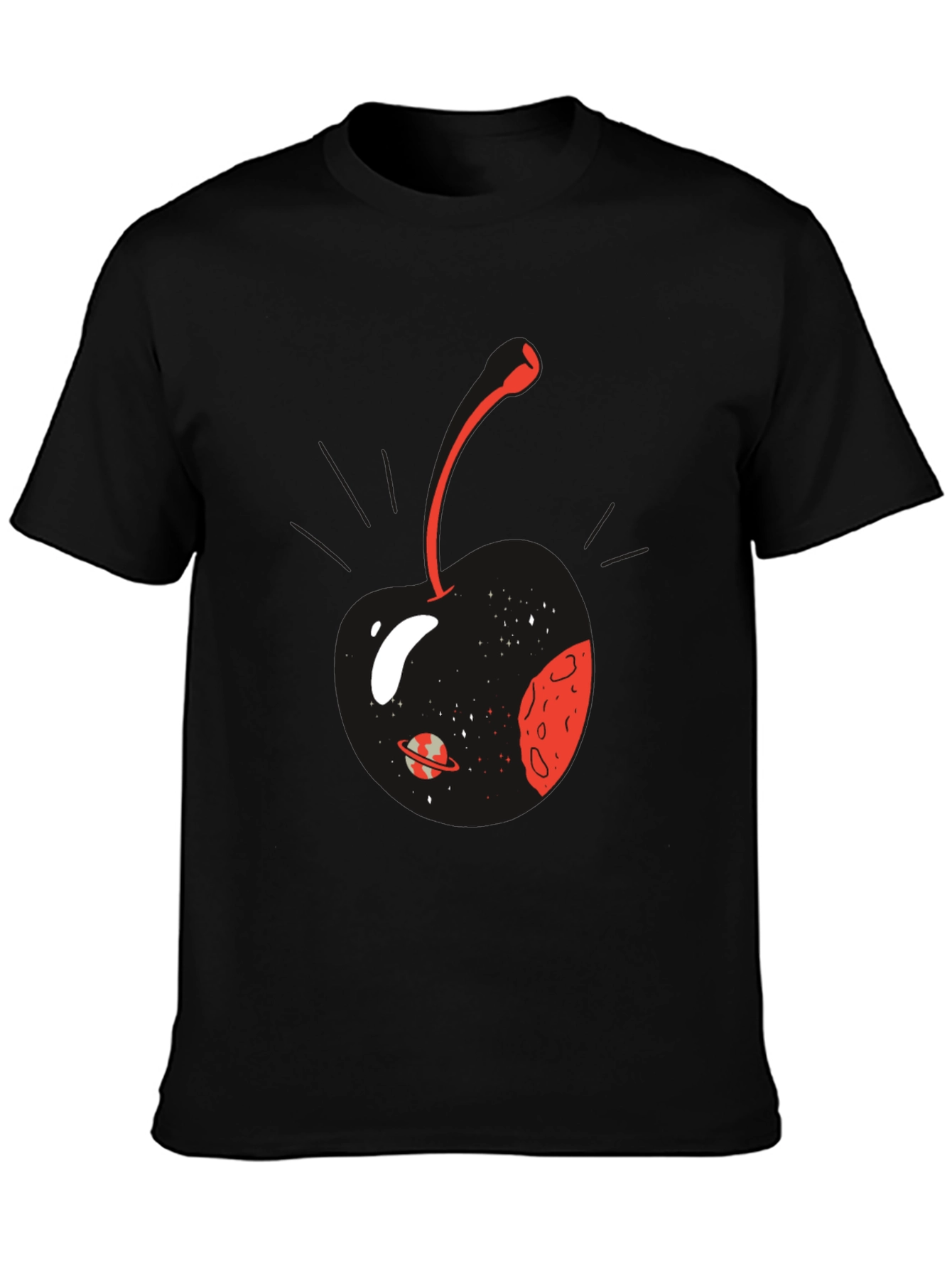 Cosmic Cherry Graphic T-Shirt - Mens Black Tee