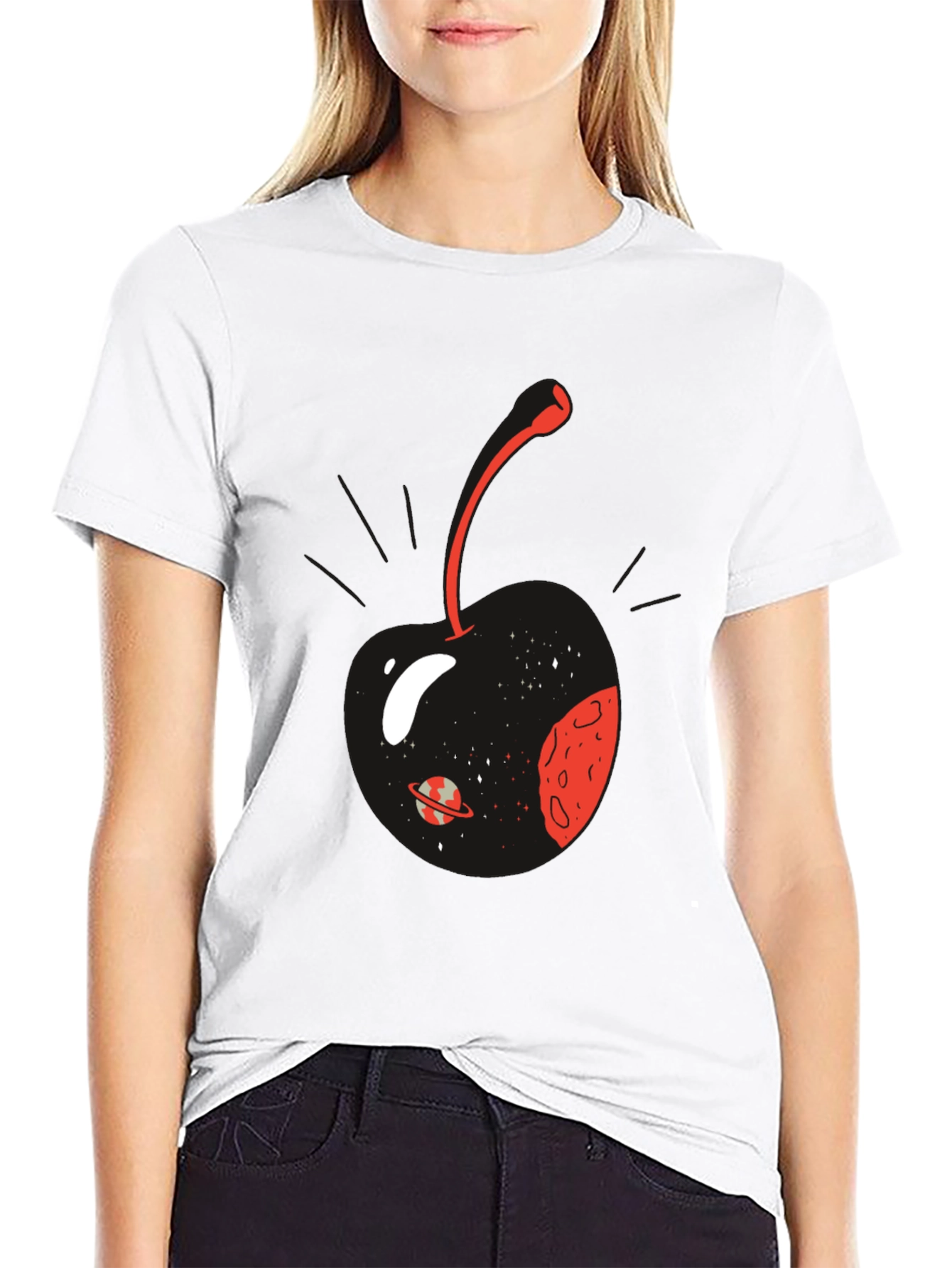 Cosmic Cherry Graphic T-Shirt - Mens Black Tee