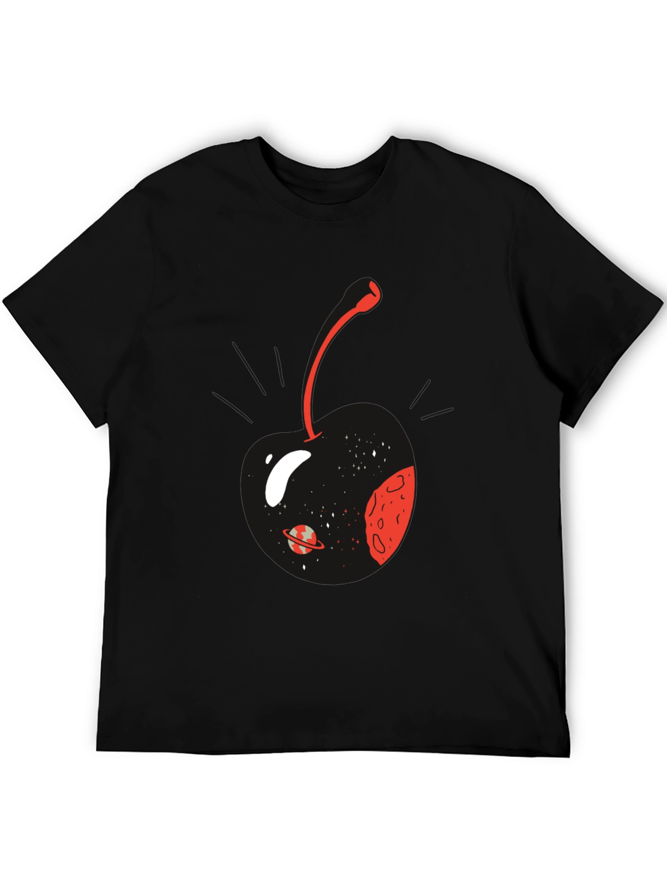 Cosmic Cherry Graphic T-Shirt - Mens Black Tee