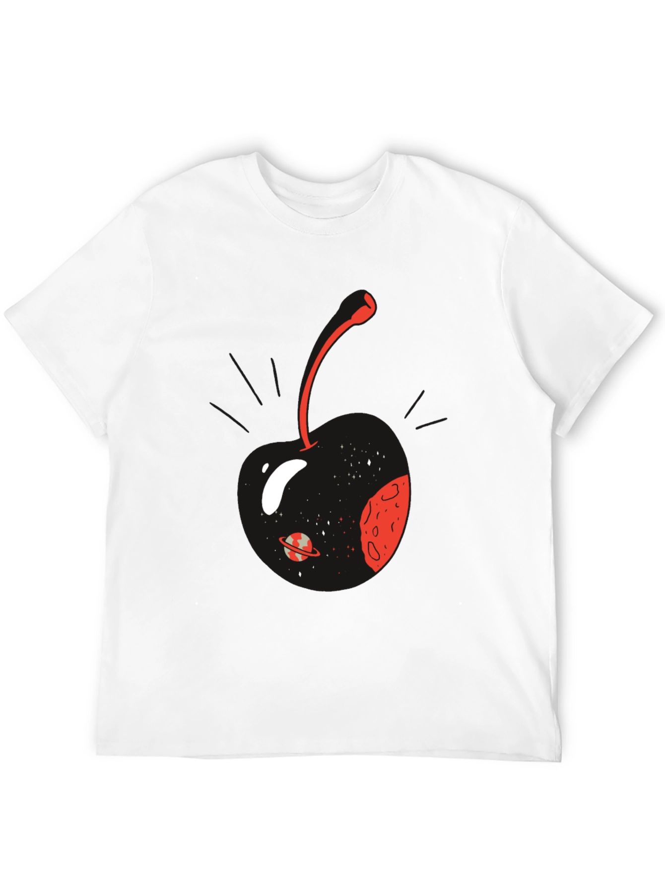 Cosmic Cherry Graphic T-Shirt - Mens Black Tee