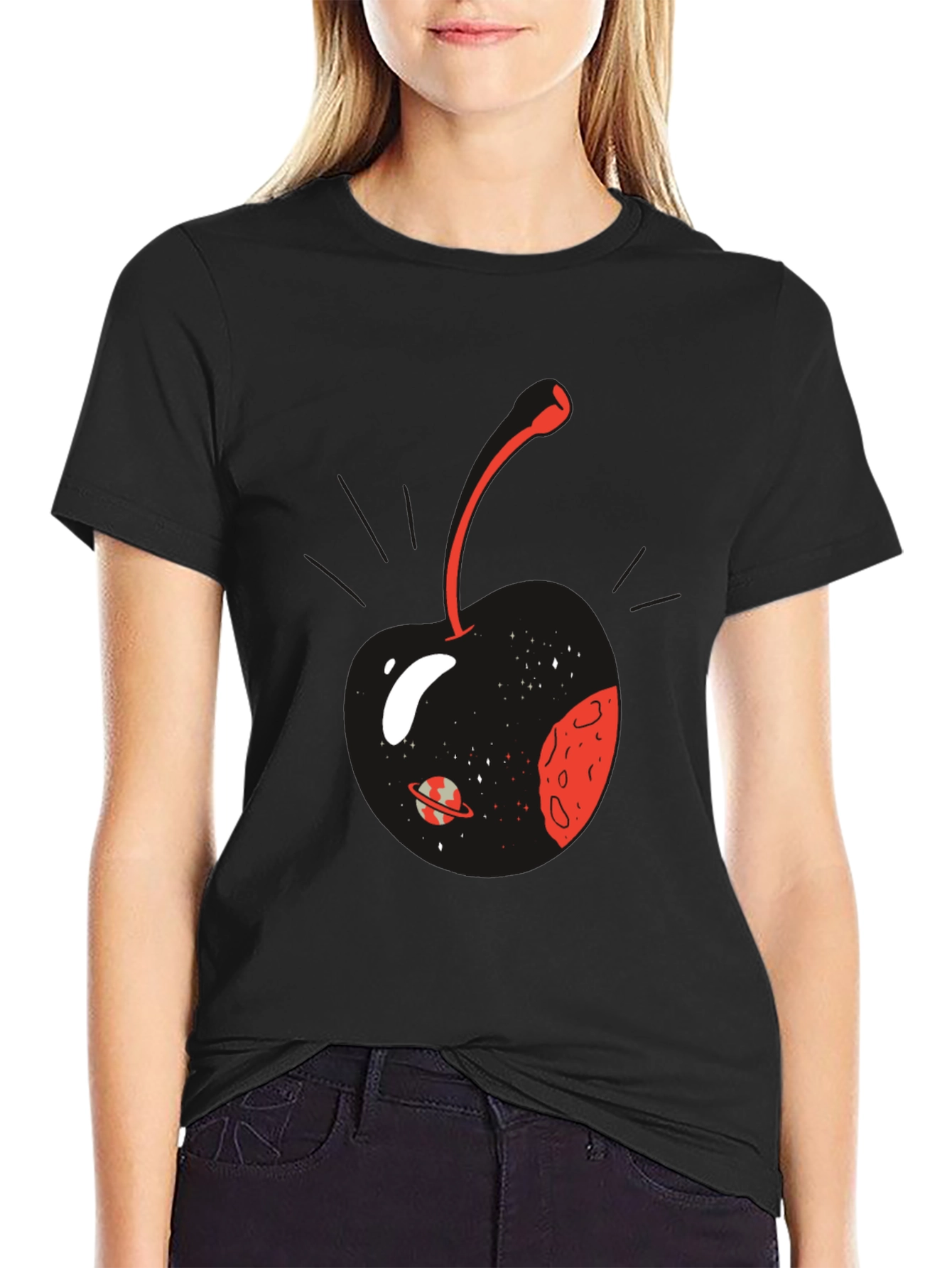 Cosmic Cherry Graphic T-Shirt - Mens Black Tee