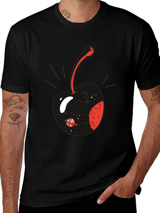 Cosmic Cherry Graphic T-Shirt - Mens Black Tee