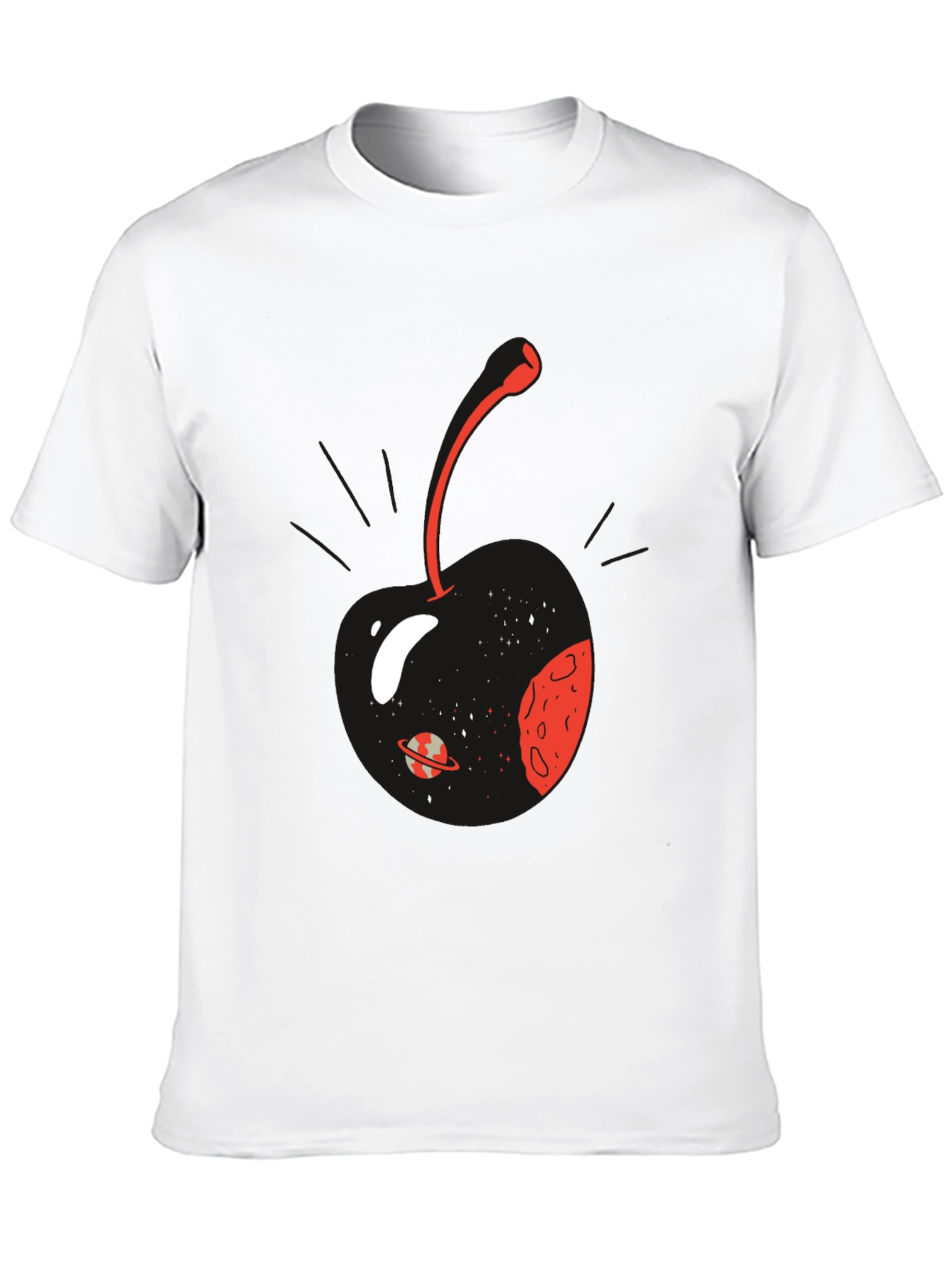 Cosmic Cherry Graphic T-Shirt - Mens Black Tee