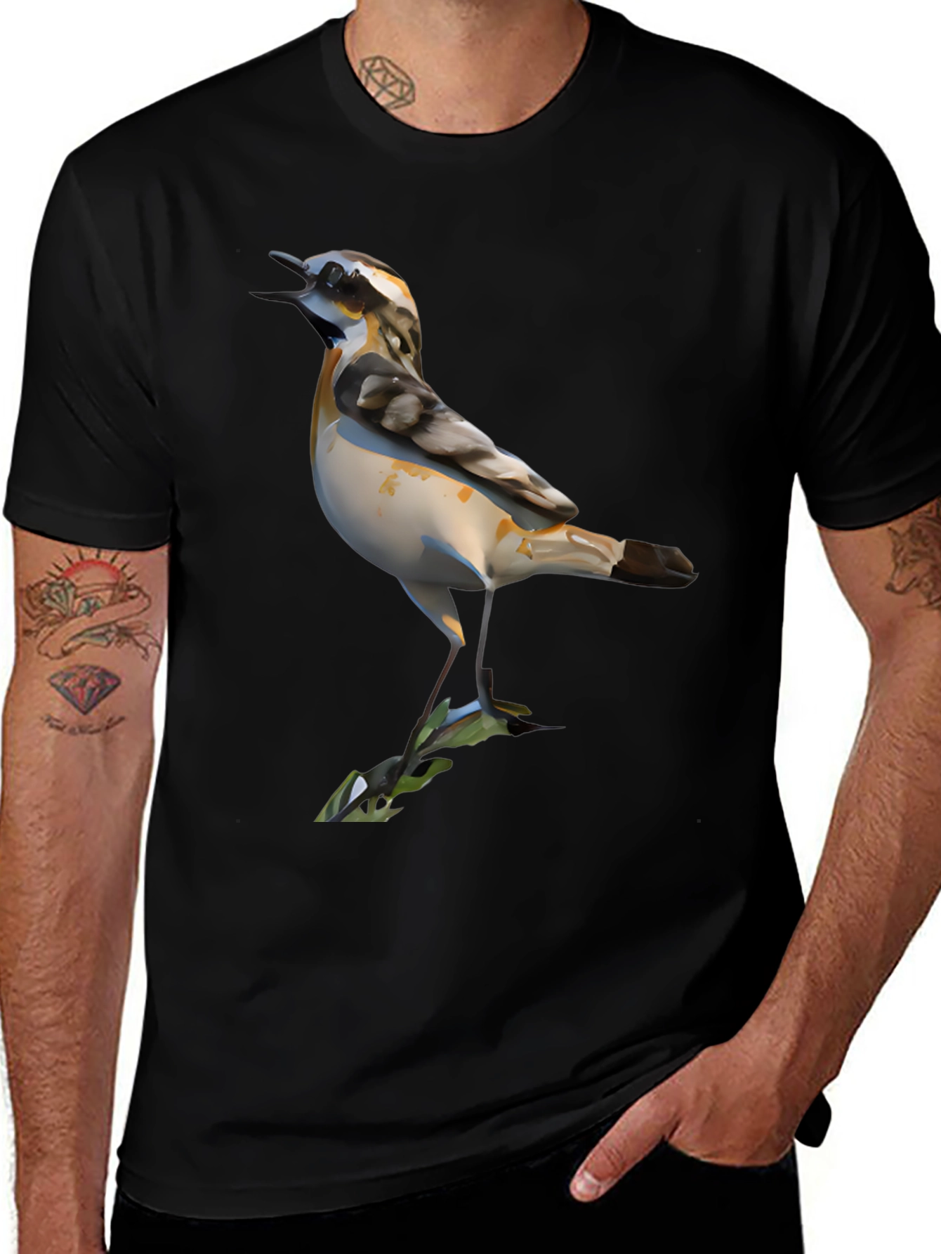 Bird Graphic Black T-Shirt for Men