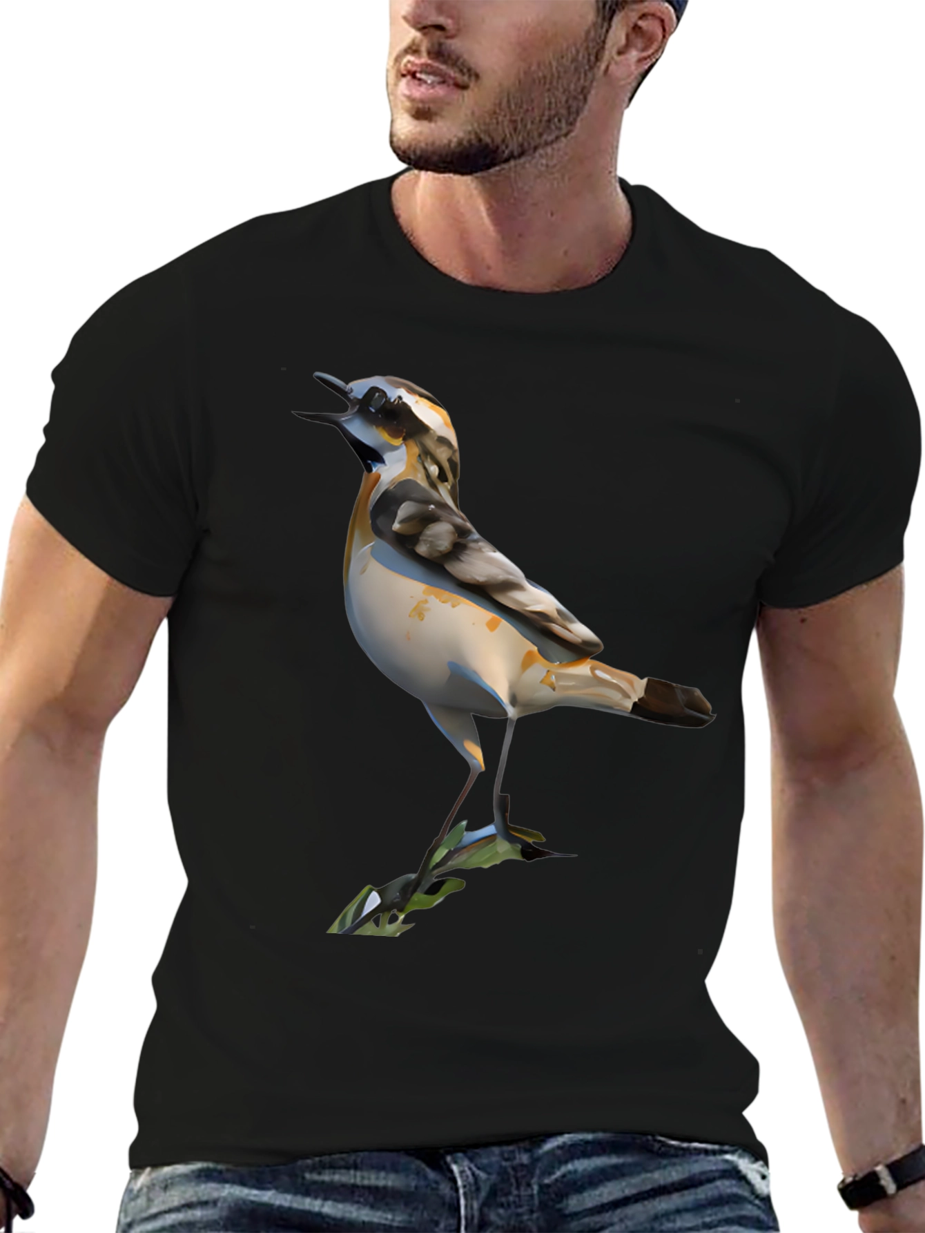 Bird Graphic Black T-Shirt for Men