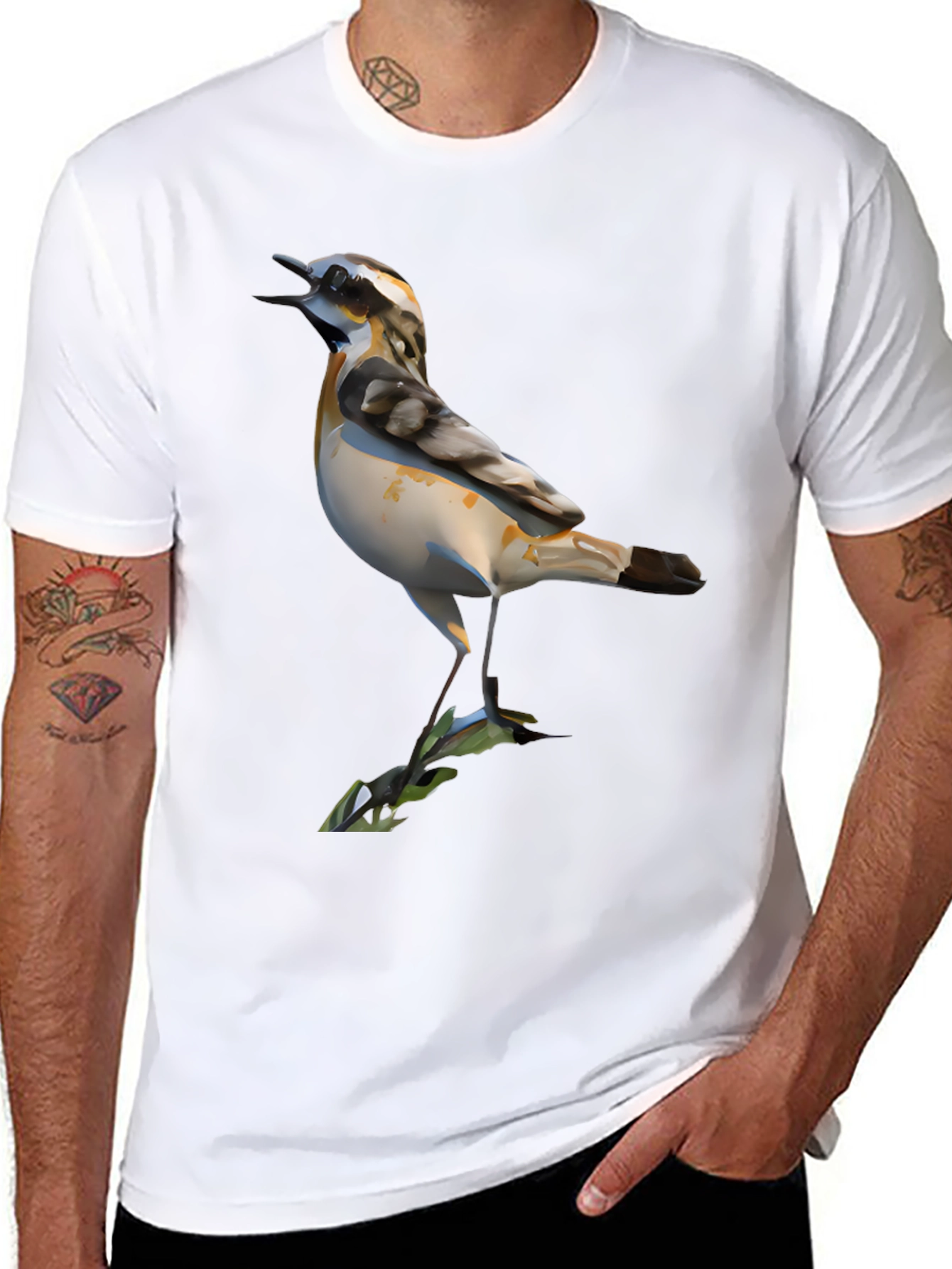 Bird Graphic Black T-Shirt for Men