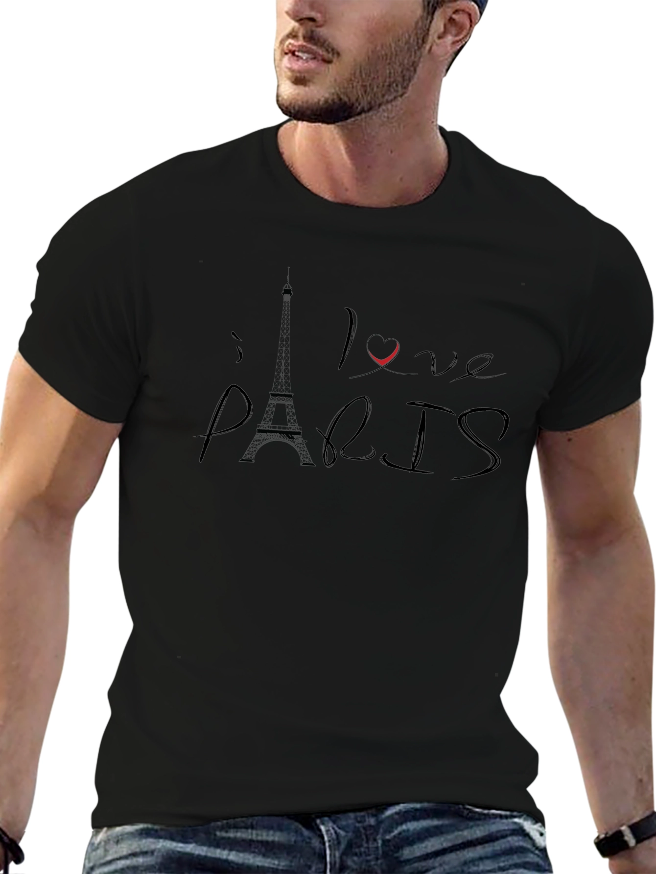 I Love Paris Black Graphic Tee