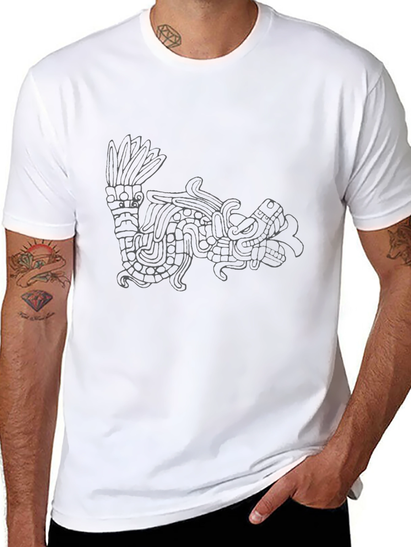 Aztec Serpent Graphic Print T-Shirt