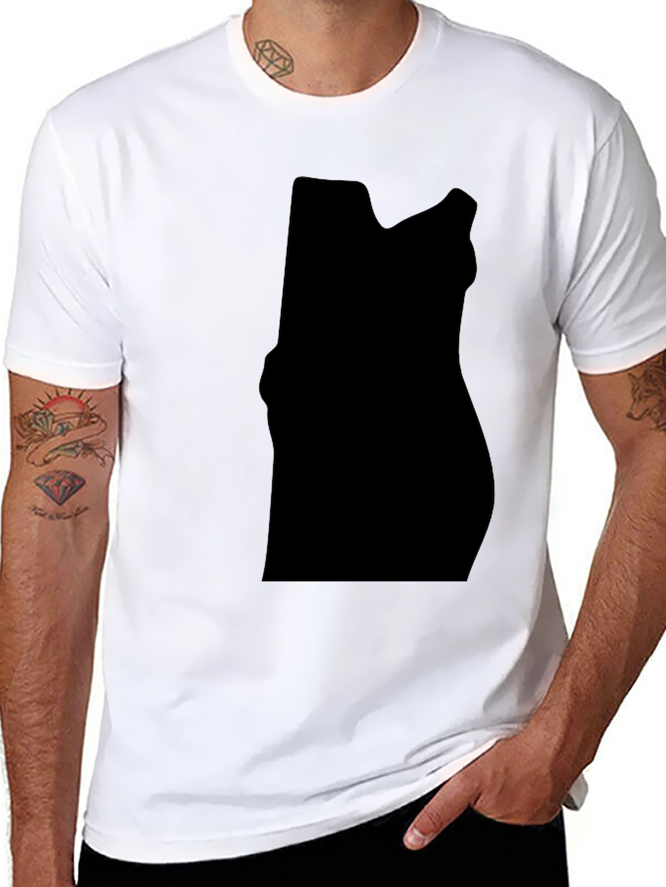 Mens Black Graphic Tee - Abstract Silhouette Design