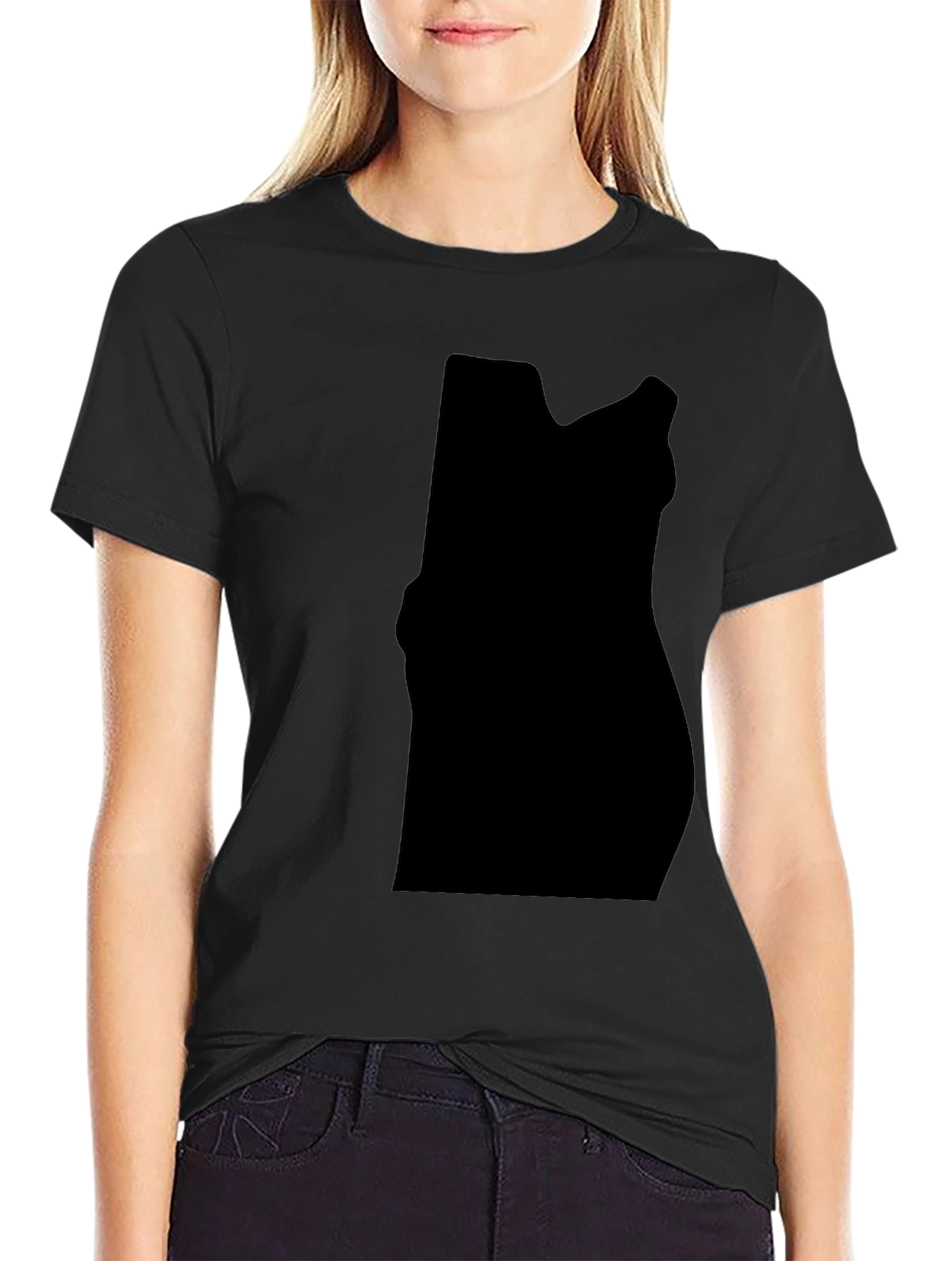 Mens Black Graphic Tee - Abstract Silhouette Design
