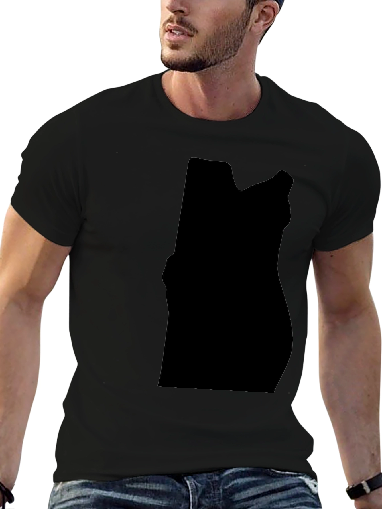 Mens Black Graphic Tee - Abstract Silhouette Design