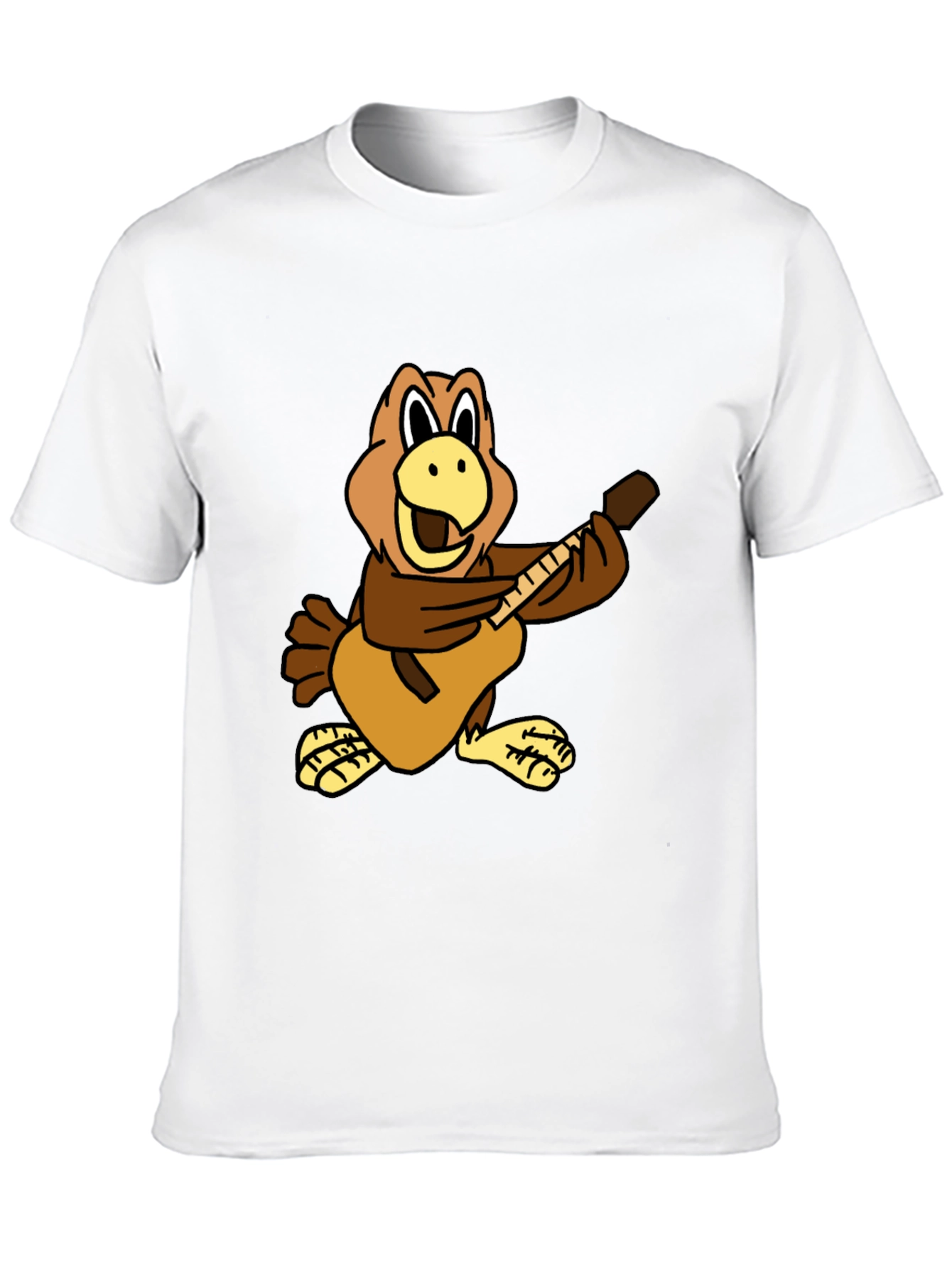 Cartoon Bird Guitarist Black T-Shirt