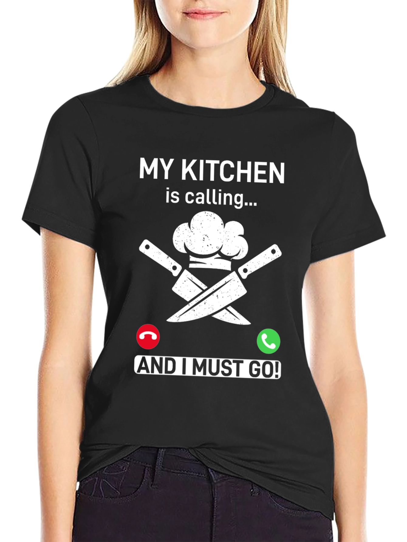 My Kitchen Is Calling Black T-Shirt