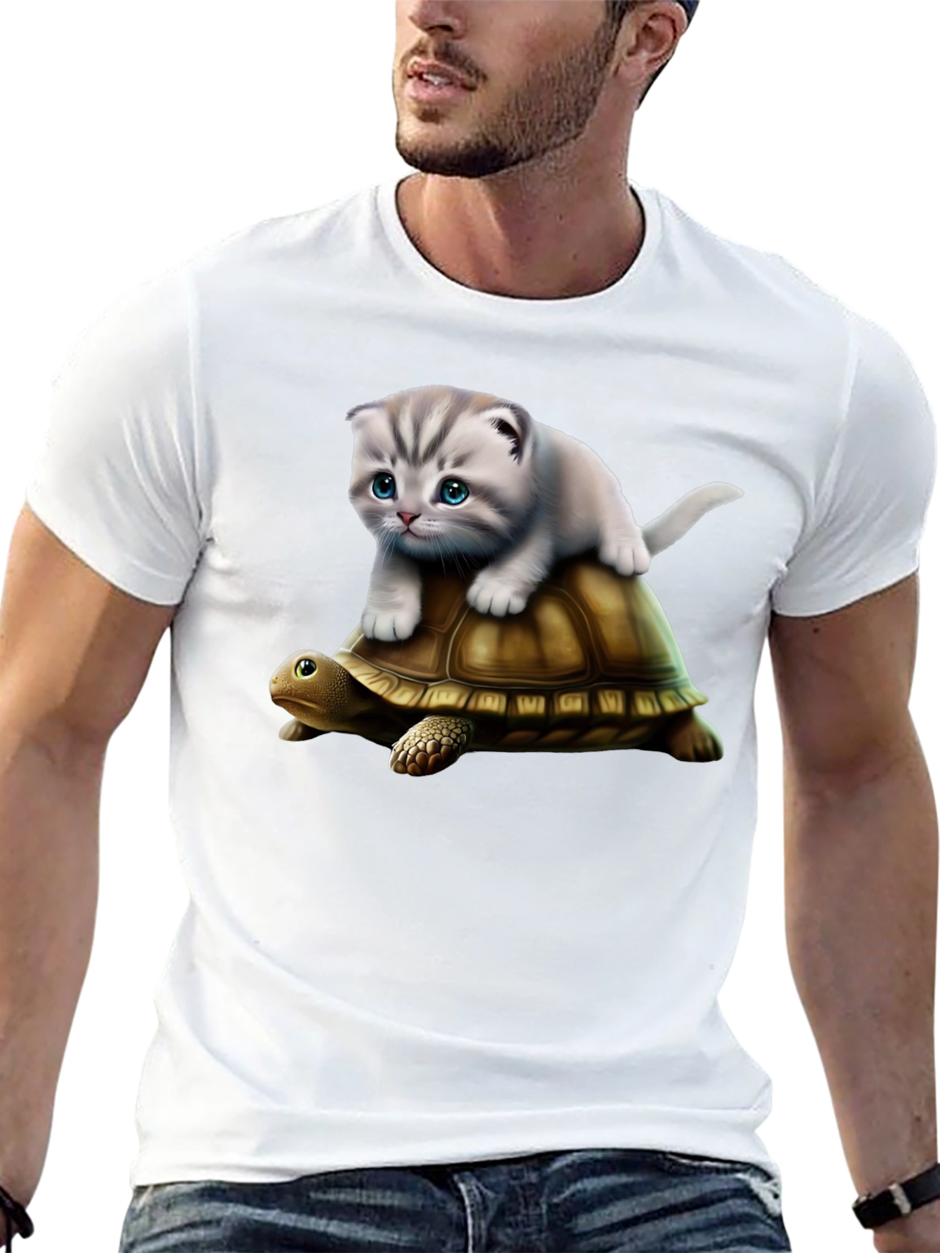Cat Riding Turtle T-Shirt - Funny Graphic Tee