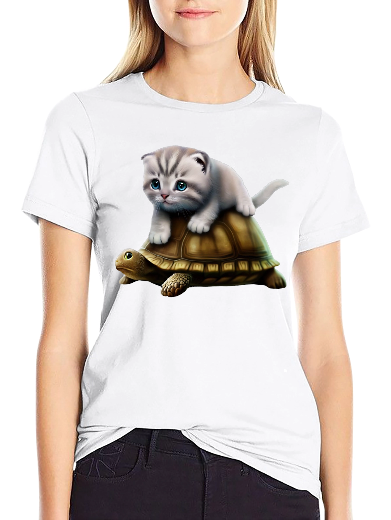 Cat Riding Turtle T-Shirt - Funny Graphic Tee