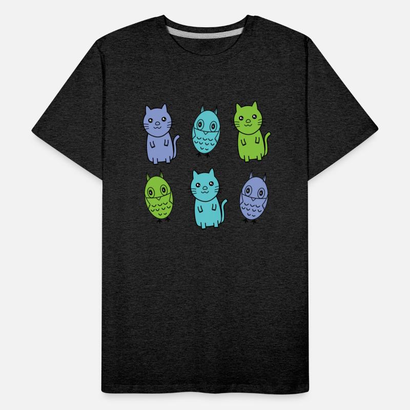 A Cat and an Owl blue green baby blue