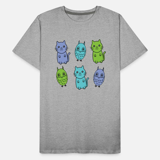 A Cat and an Owl blue green baby blue