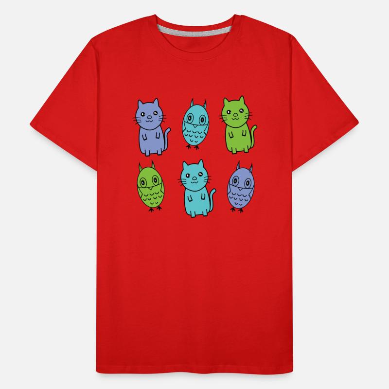 A Cat and an Owl blue green baby blue