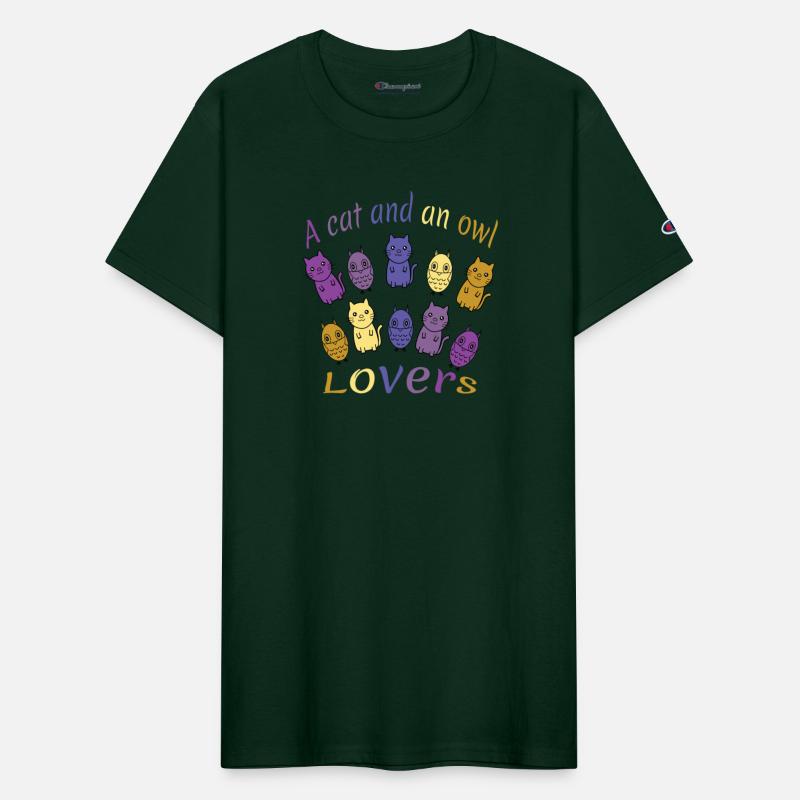 A Cat and an Owl lovers,cute , sample drawing .