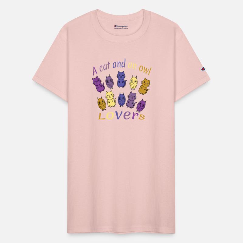 A Cat and an Owl lovers,cute , sample drawing .