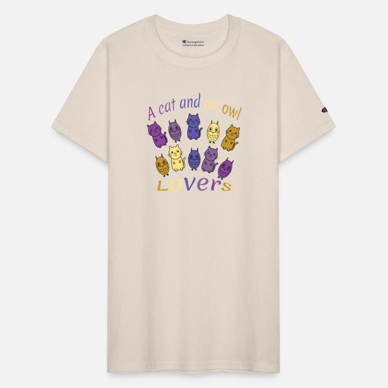 A Cat and an Owl lovers,cute , sample drawing .