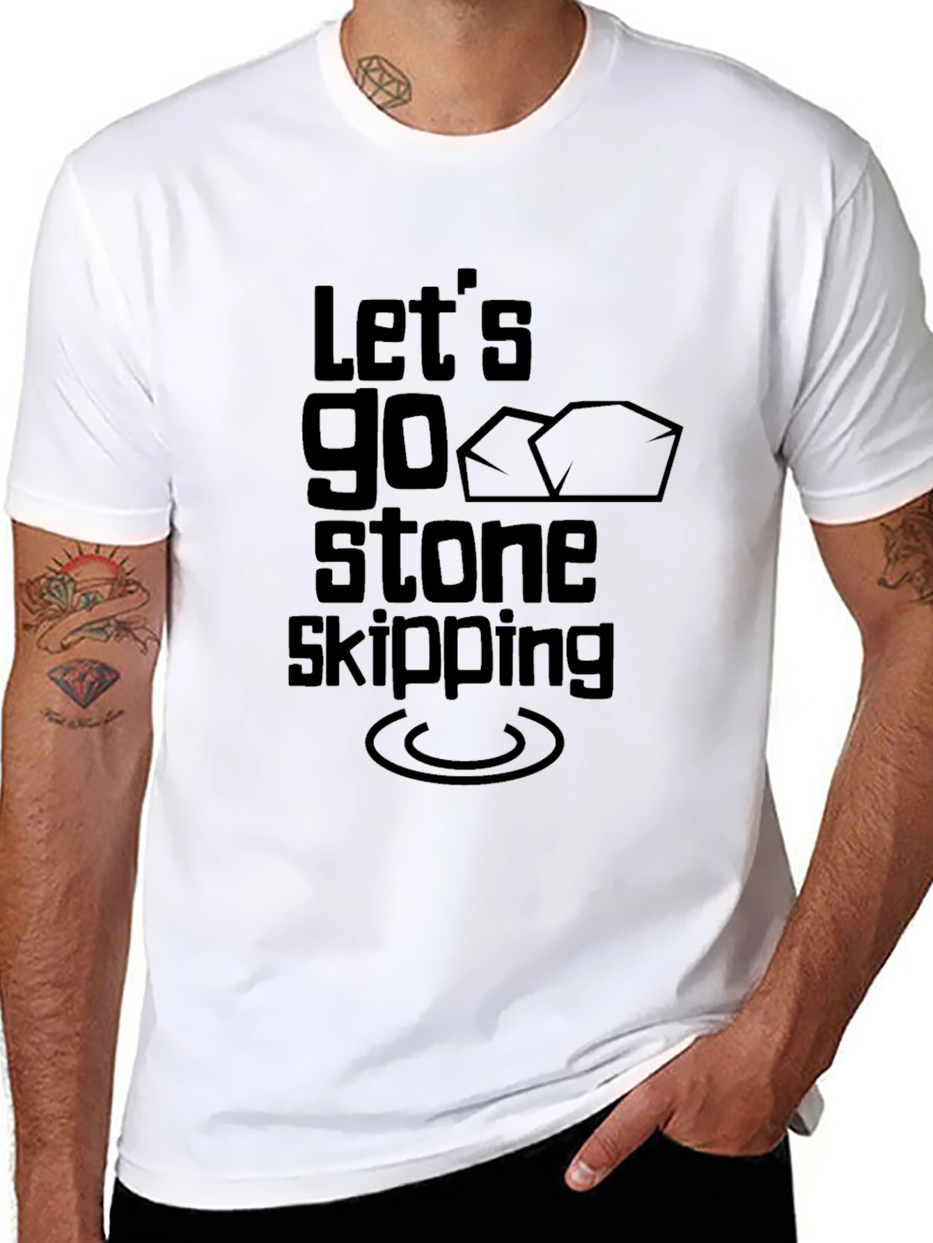 Lets Go Stone Skipping Black T-Shirt